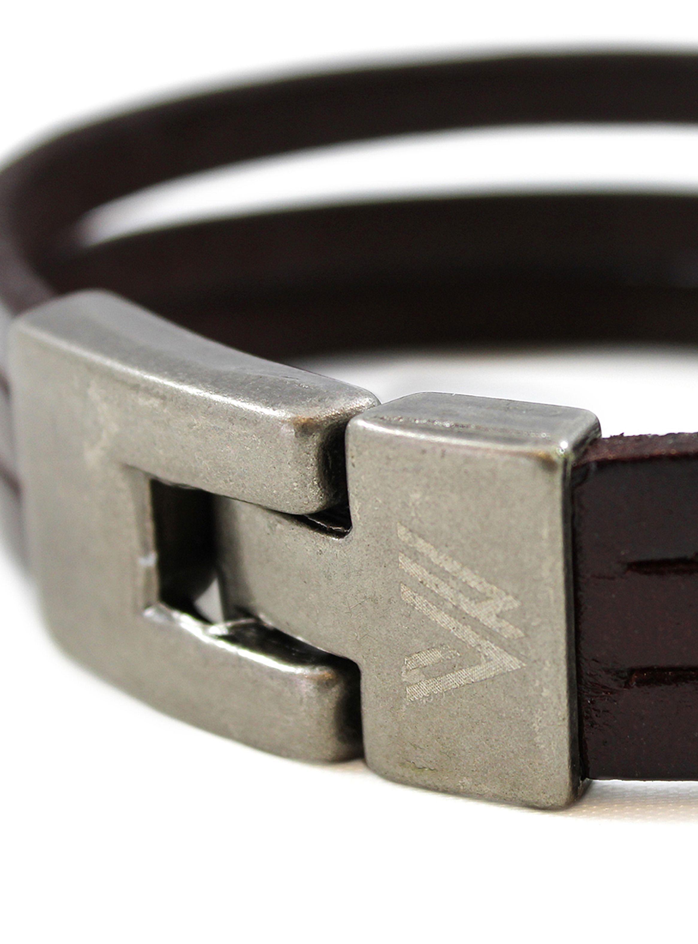 Pack Pulsera piedra volcánica y larvikita + Brazalete de cuero marrón-6