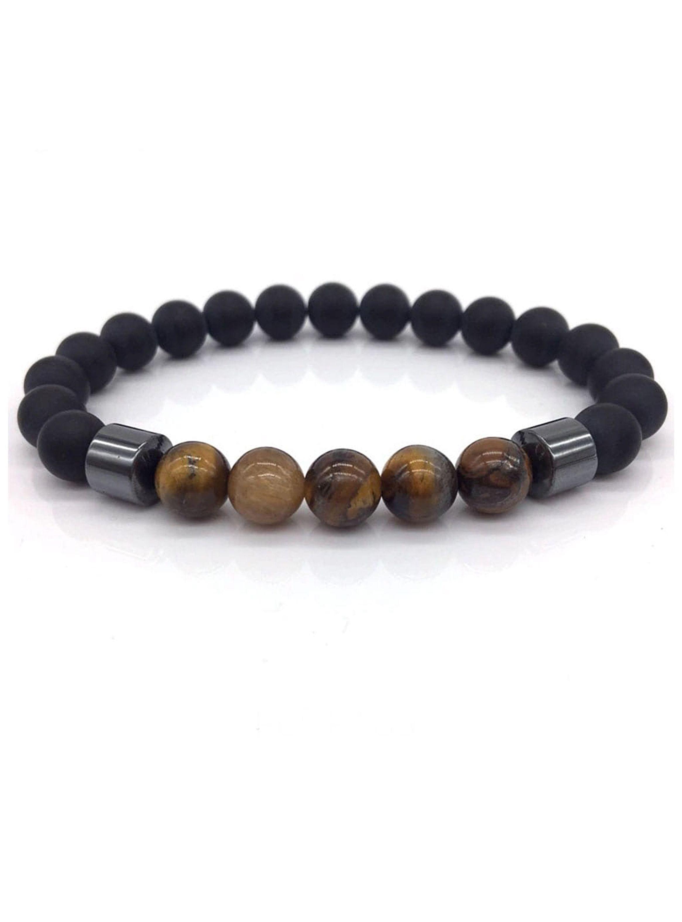 Pulsera De Piedra Negra Detalle Ojo De Tigre-0