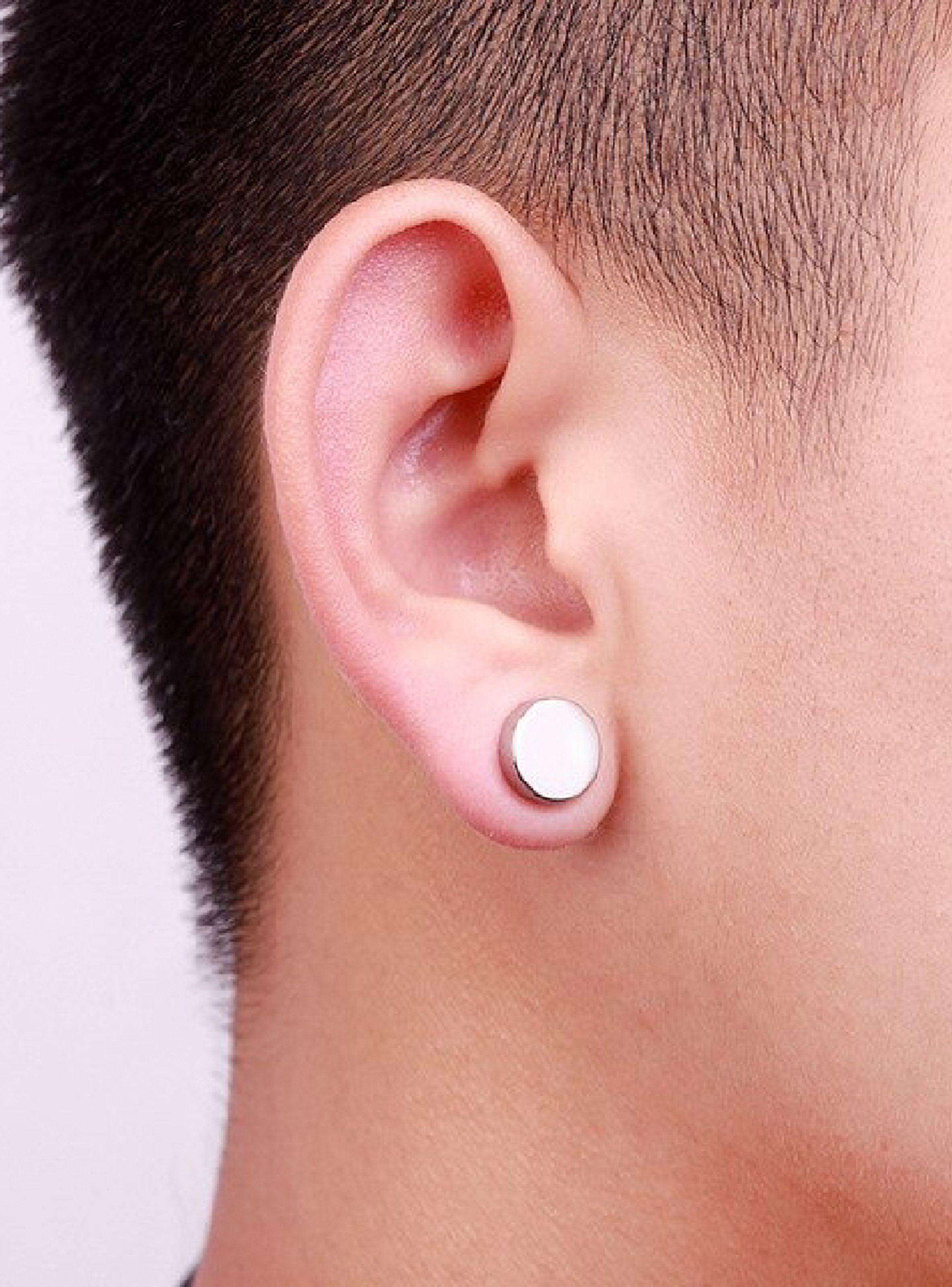 Aros Tunel Punk Circulares Acero Plateado 10 mm-1