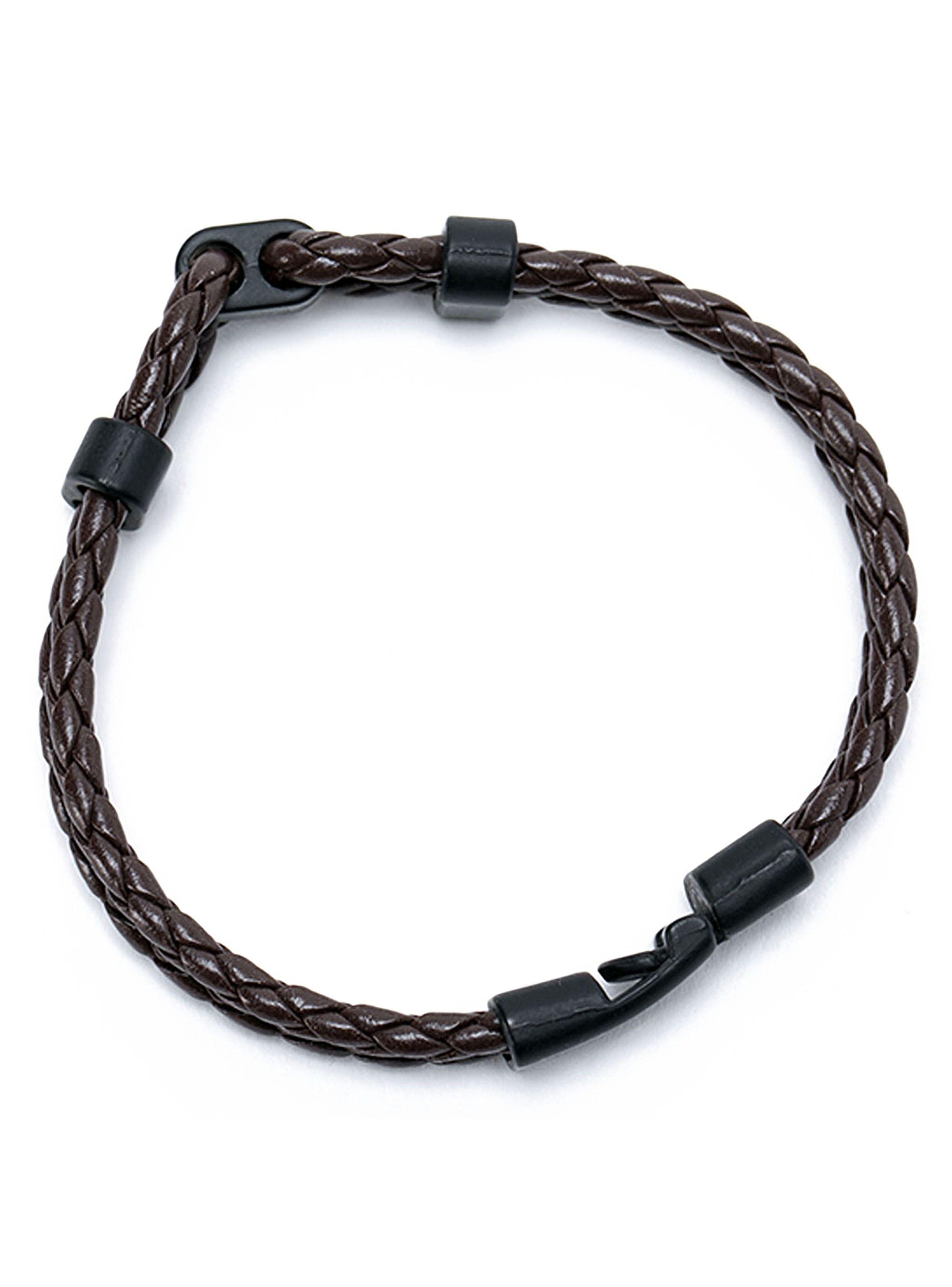 Pulsera Cuero Marrón Detalles Acero Hombre-1