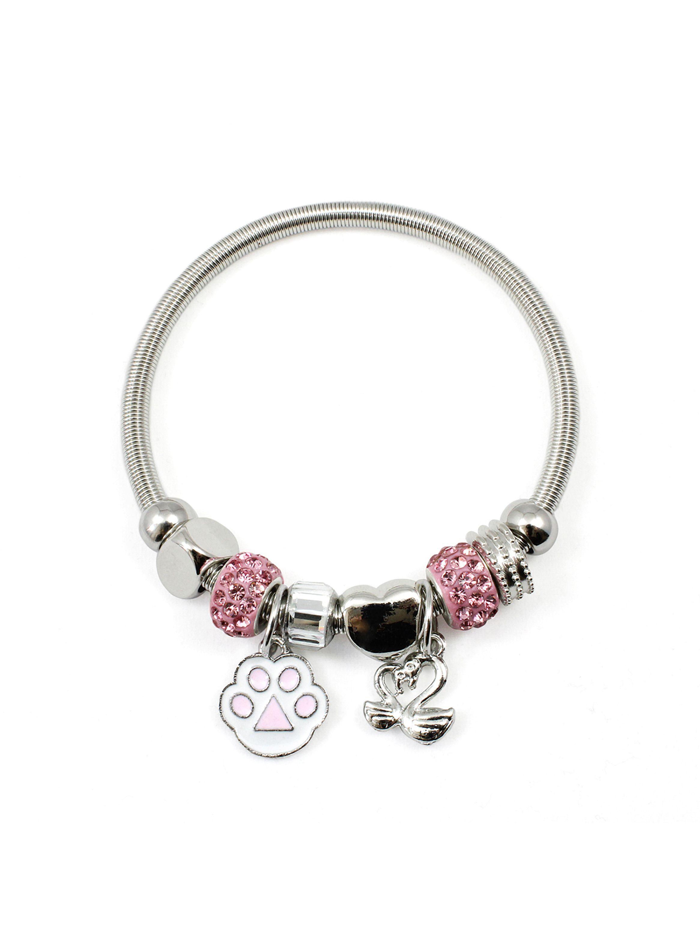 Pulsera Charms Colgante Mujer Huella Mascota Rosa-1