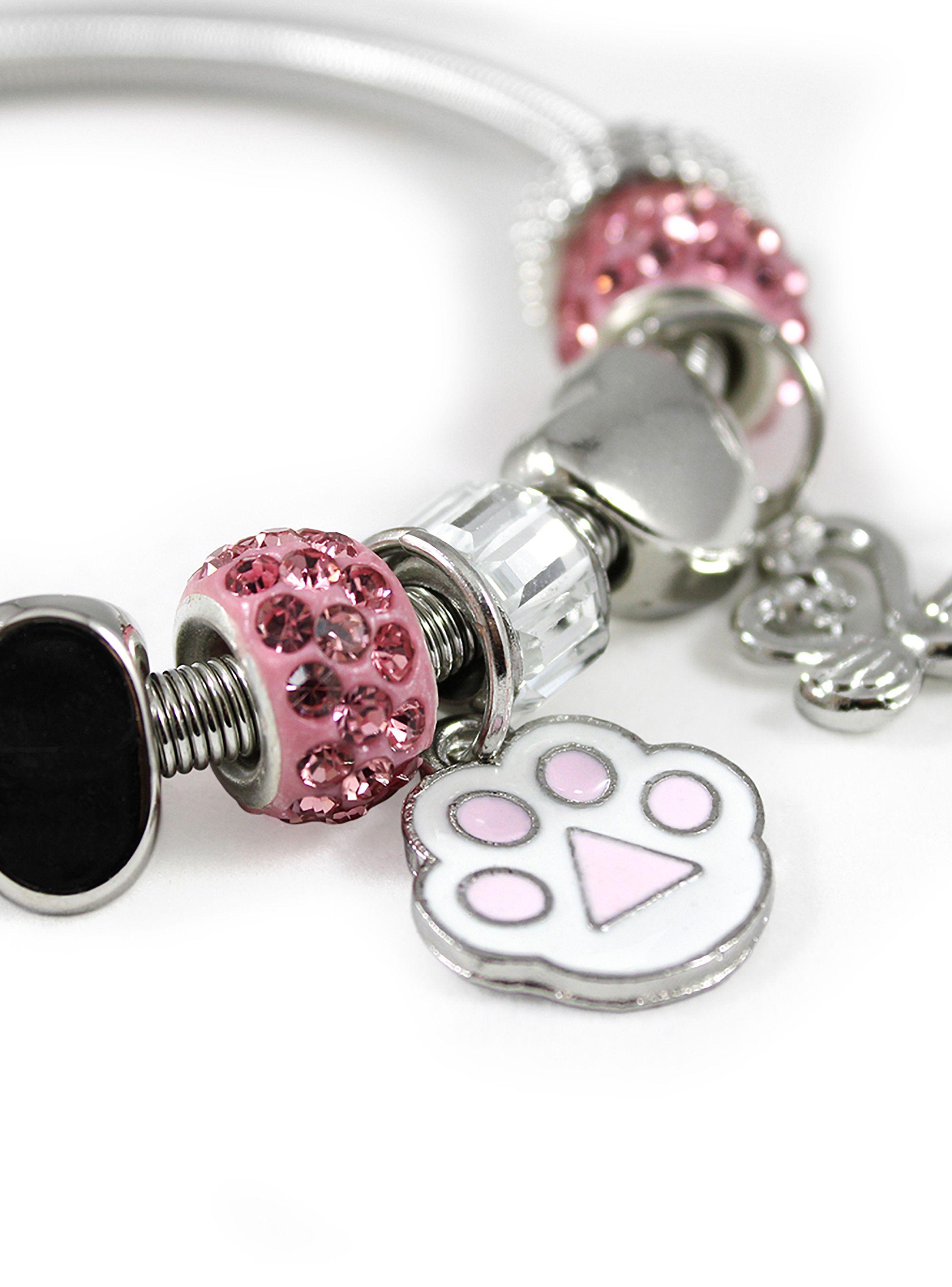 Pulsera Charms Colgante Mujer Huella Mascota Rosa-2