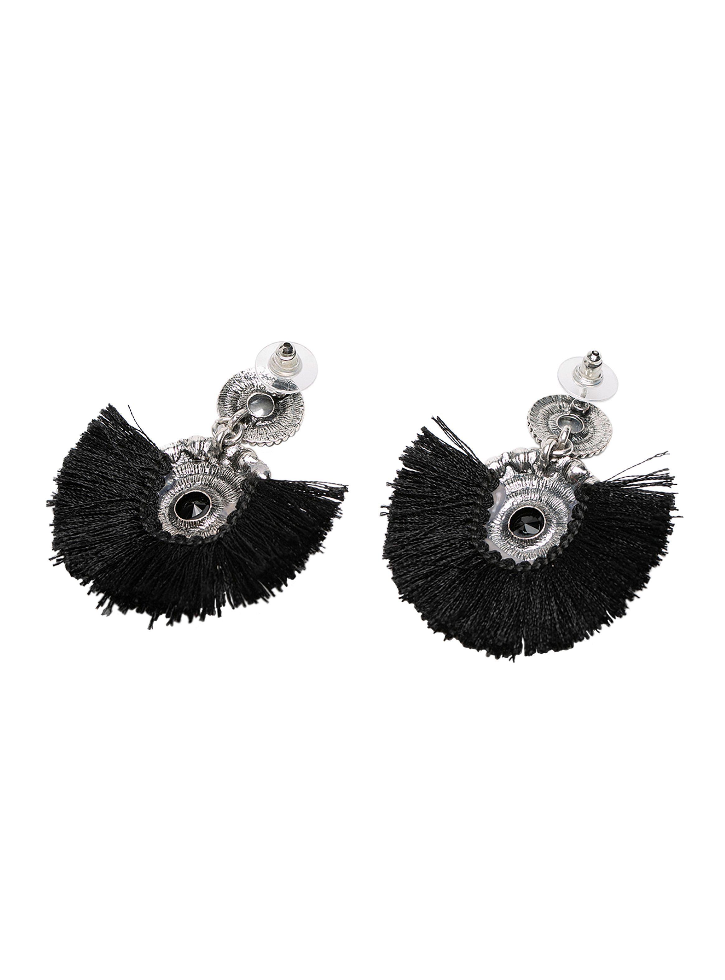 Aretes Aros en Fibra Negra Mujer-1