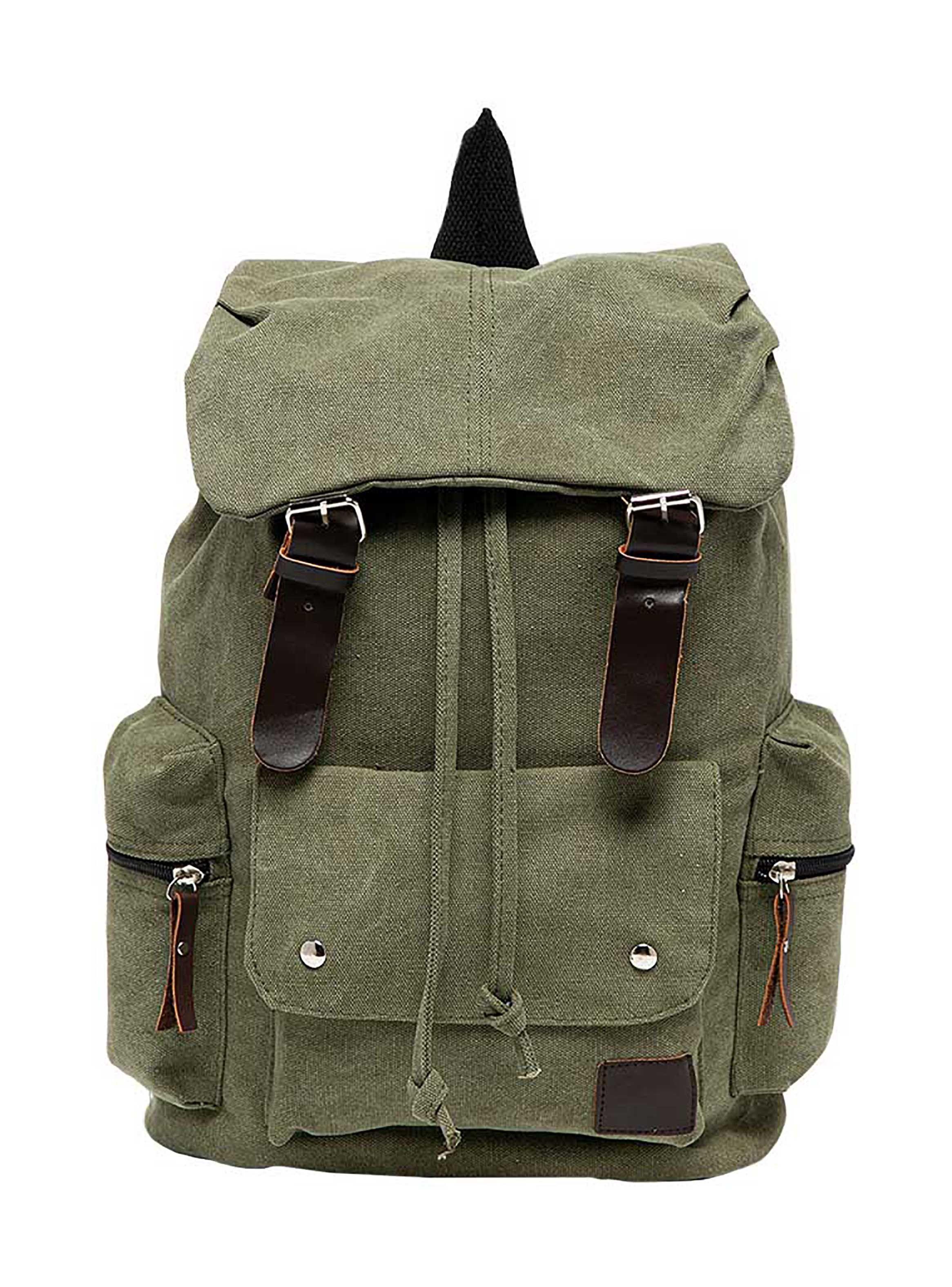 Mochila Bolso Casual Algodón Color Verde-0