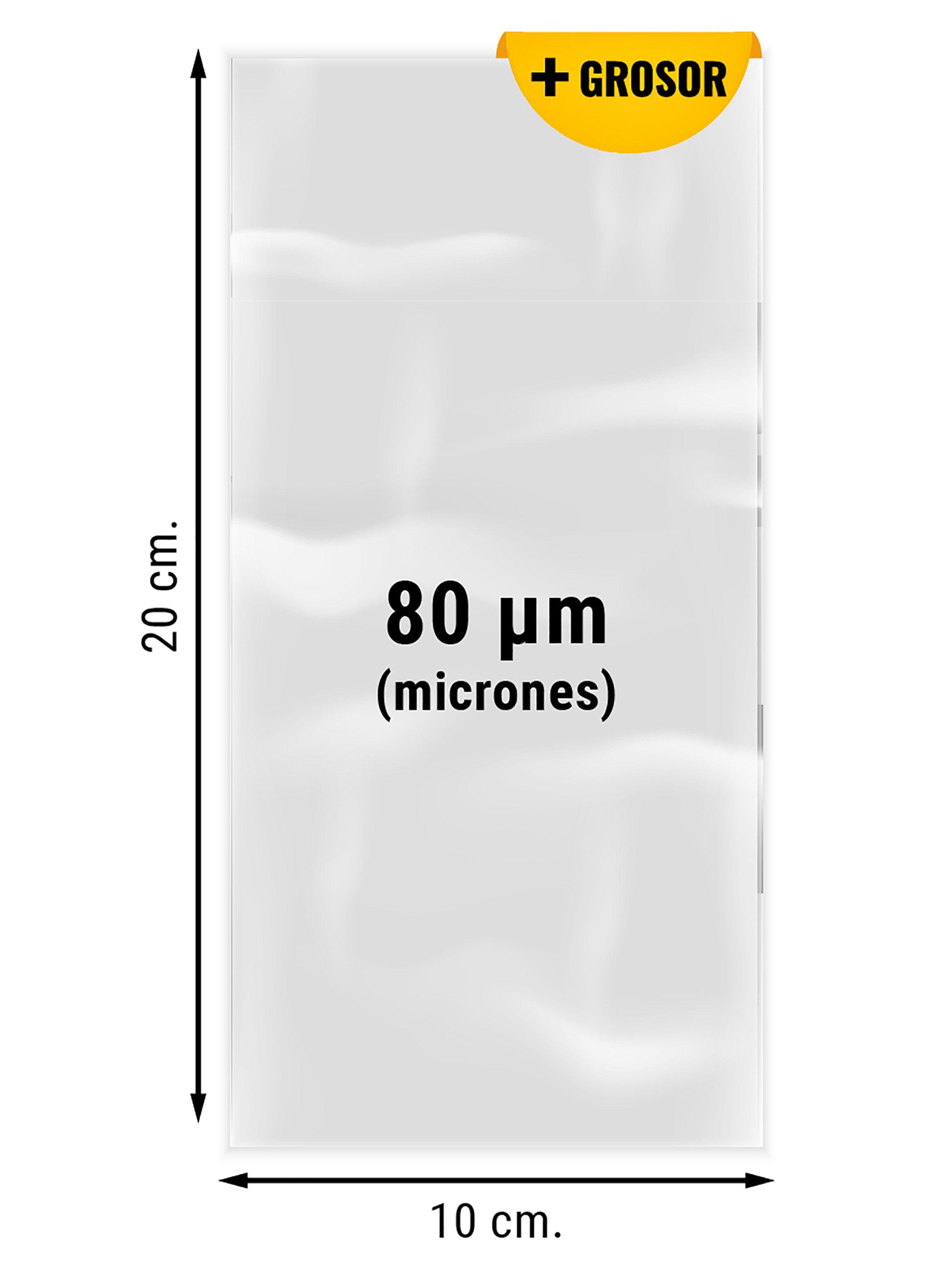 Bolsas de Plástico Transparente 80 micras 10x20cm 100 unds-1