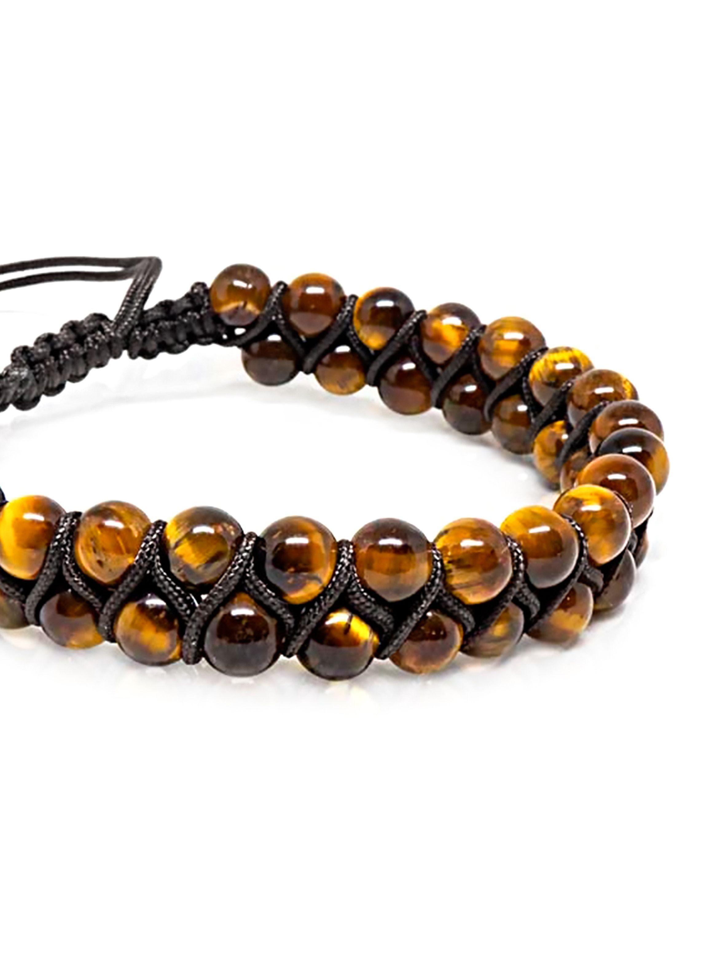 Pulseras de Piedras Naturales Ojo de Tigre Brazalete Ajustable Unisex-2