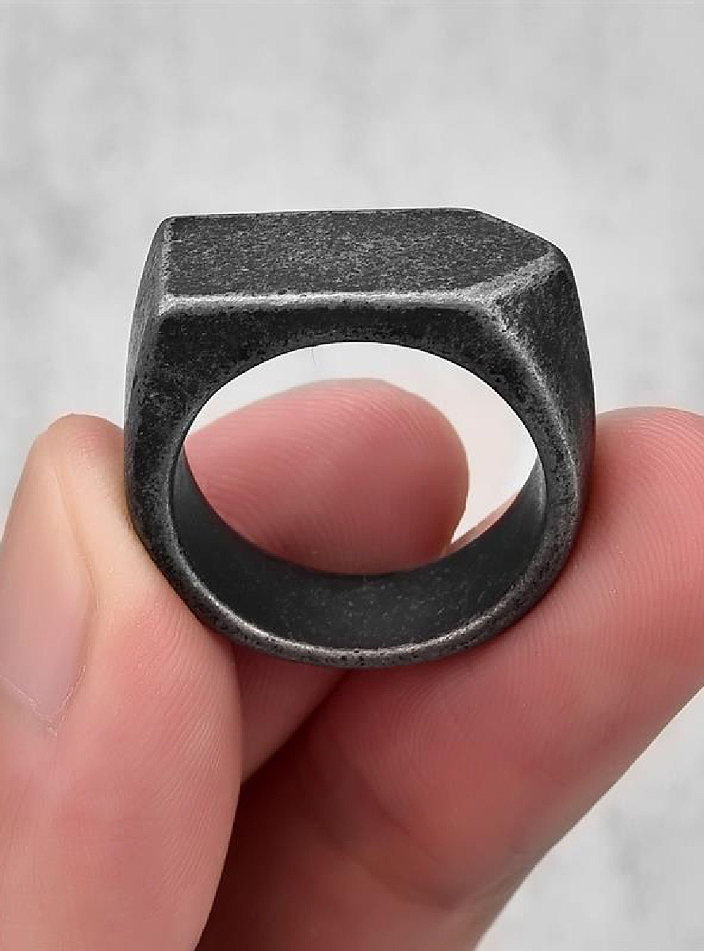 Anillos Plateado Hombre Envejecido Plano Sello Flecha Talla 10-2