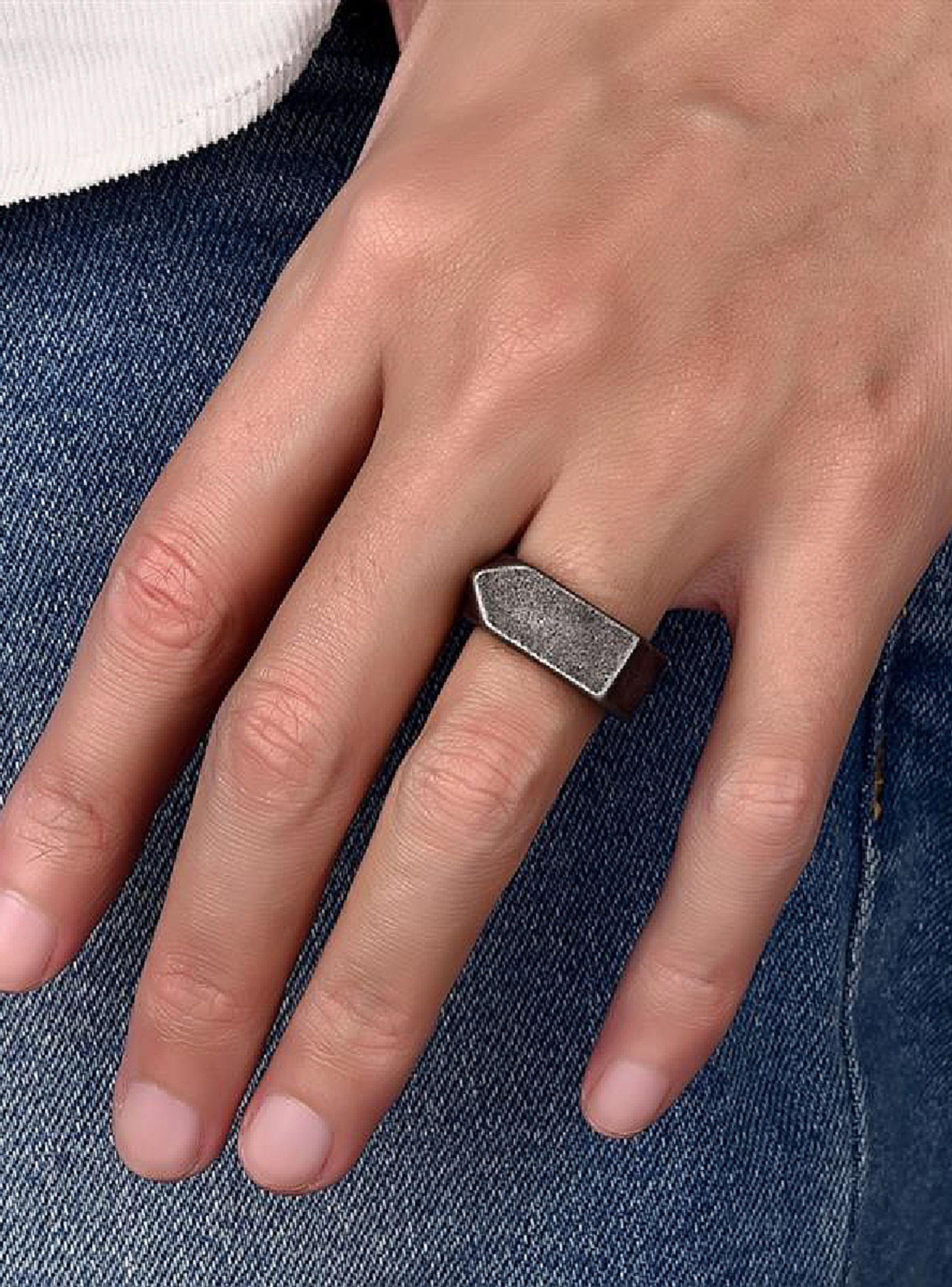 Anillos Plateado Hombre Envejecido Plano Sello Flecha Talla 10-3