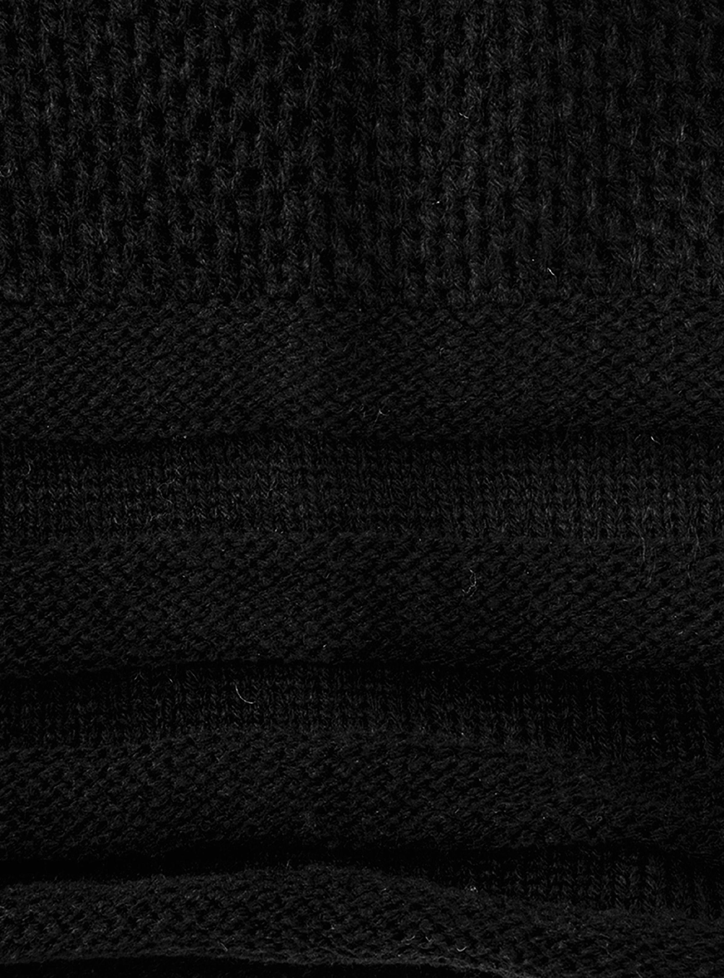Gorro Tejido en Lana Diseño Doblez Unicolor Negro-3
