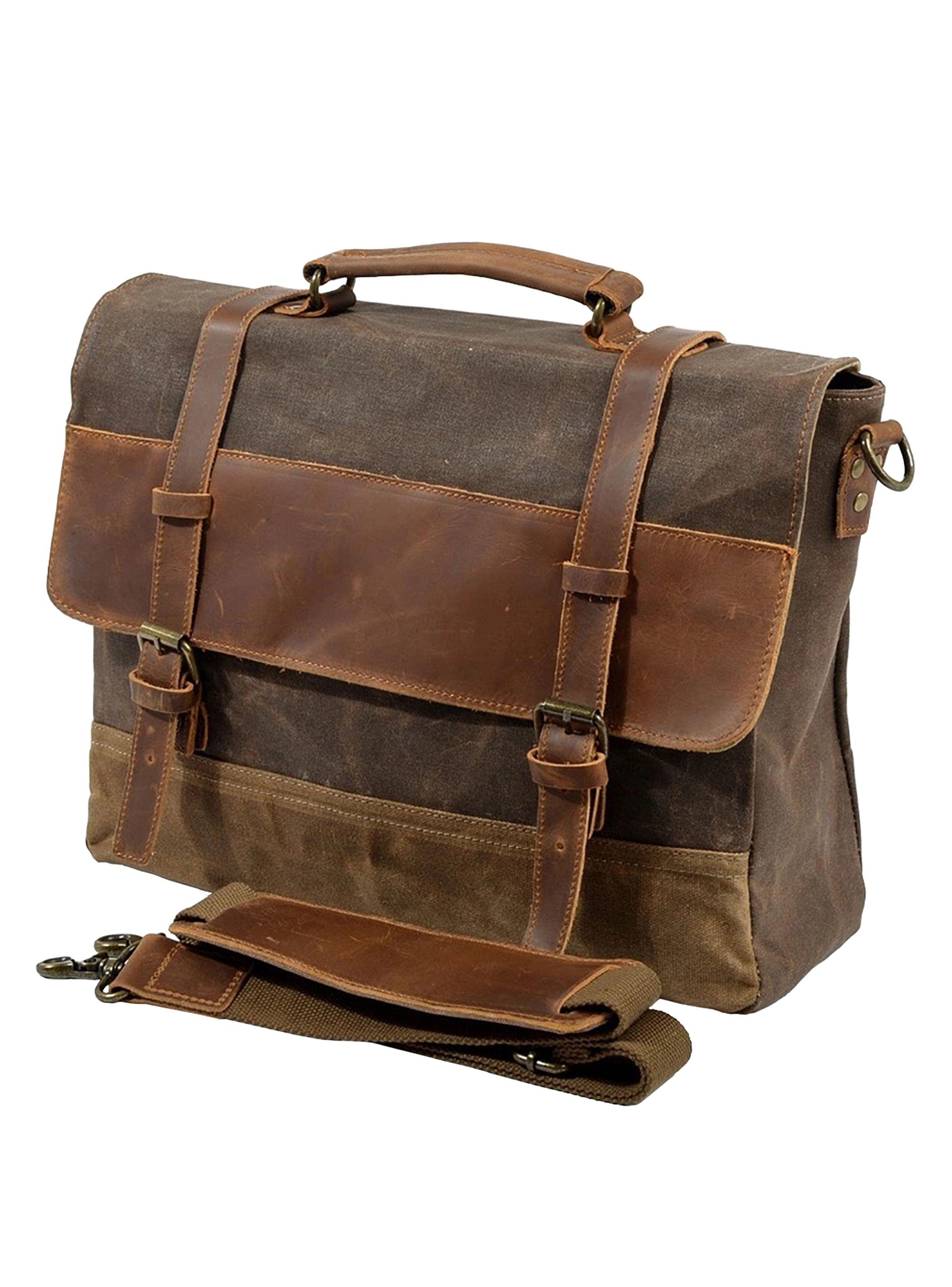 Maletin Viajero de Lona y Cuero Color Café-2