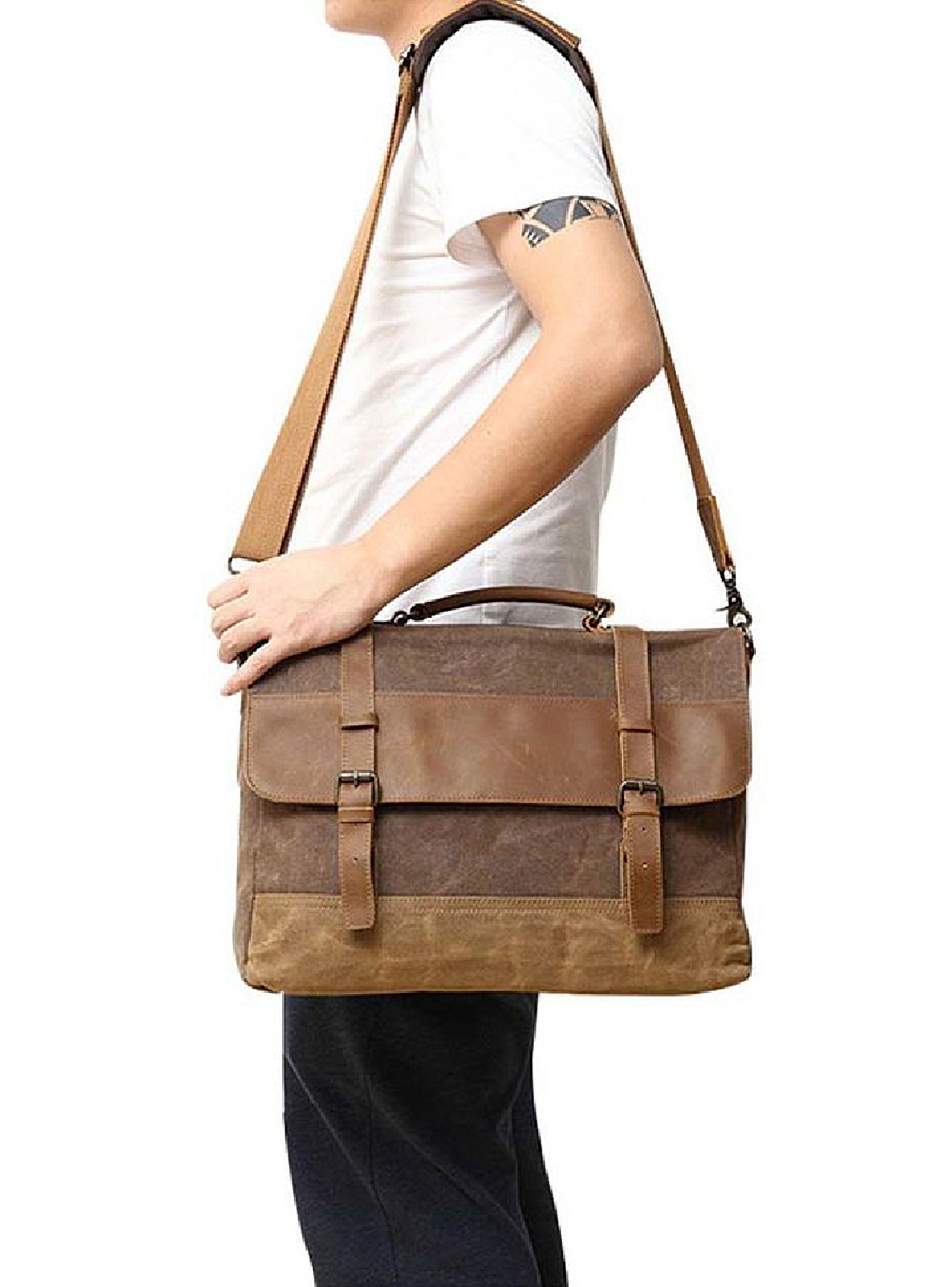 Maletin Viajero de Lona y Cuero Color Café-4