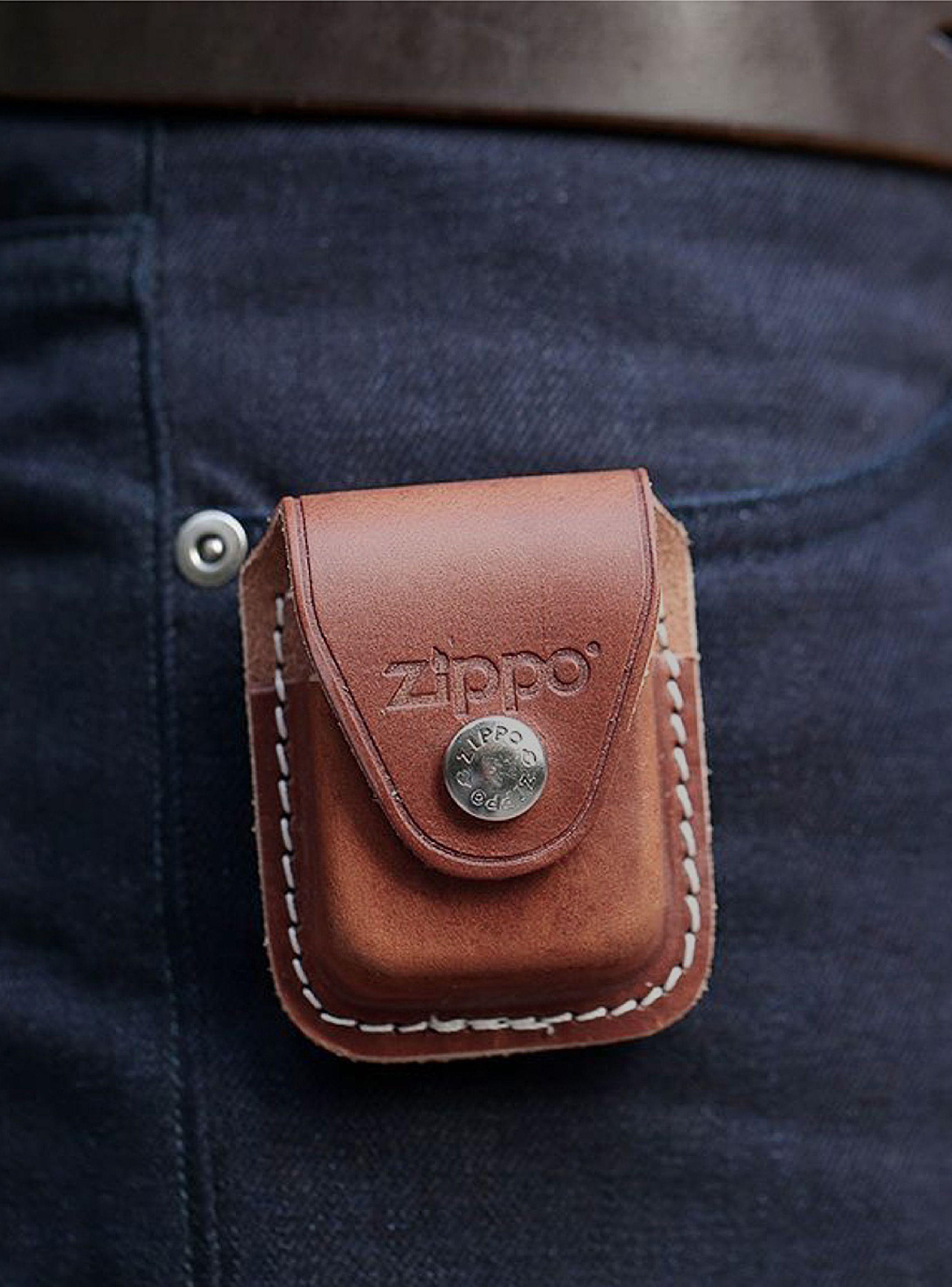 Estuche Zippo Funda Cuero Brown Lighter Pouch-Clip Marrón-4
