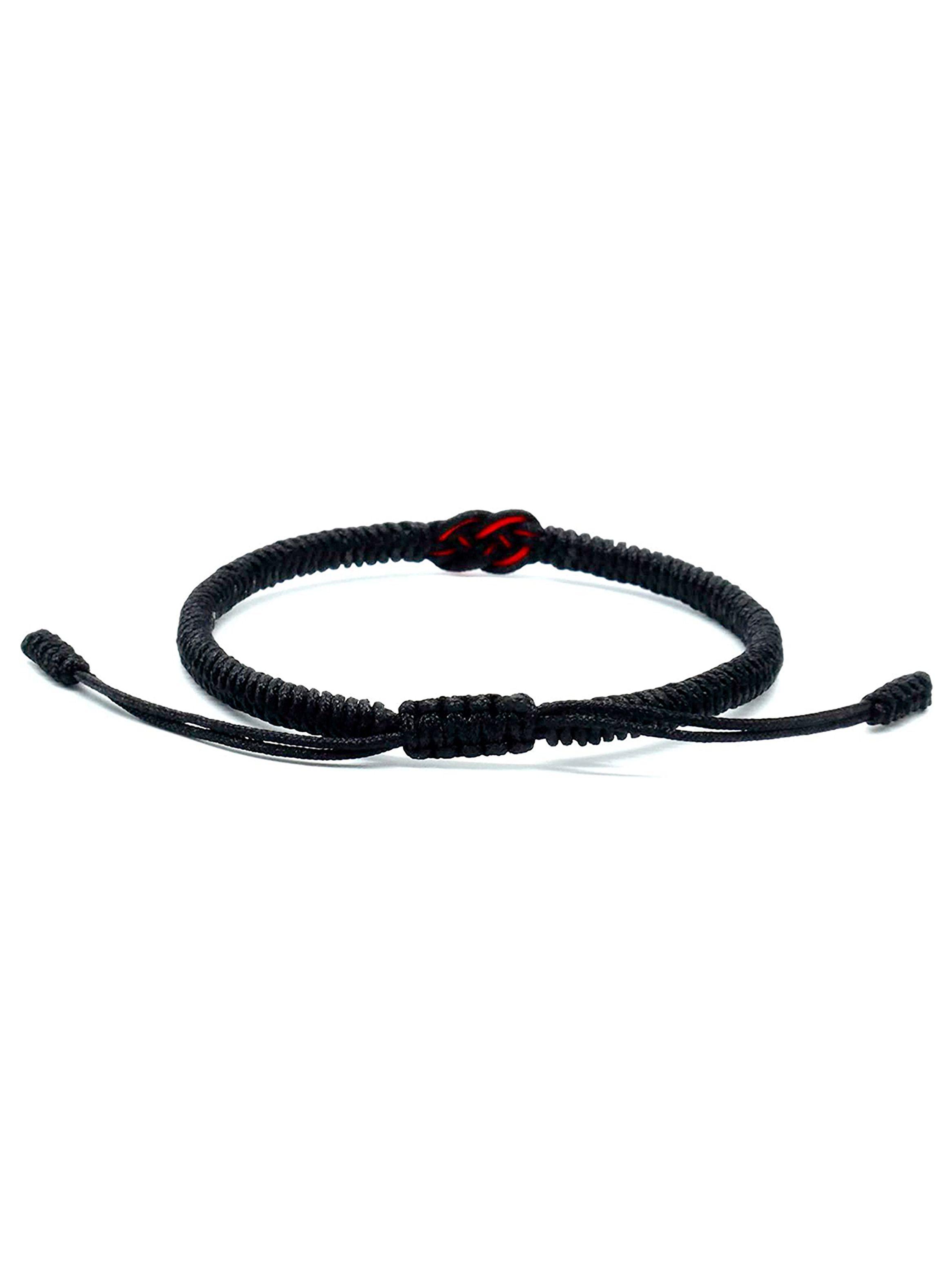 Pulsera Budista Tibetana Negro Nudo Infinito Rojo Ajustable-6