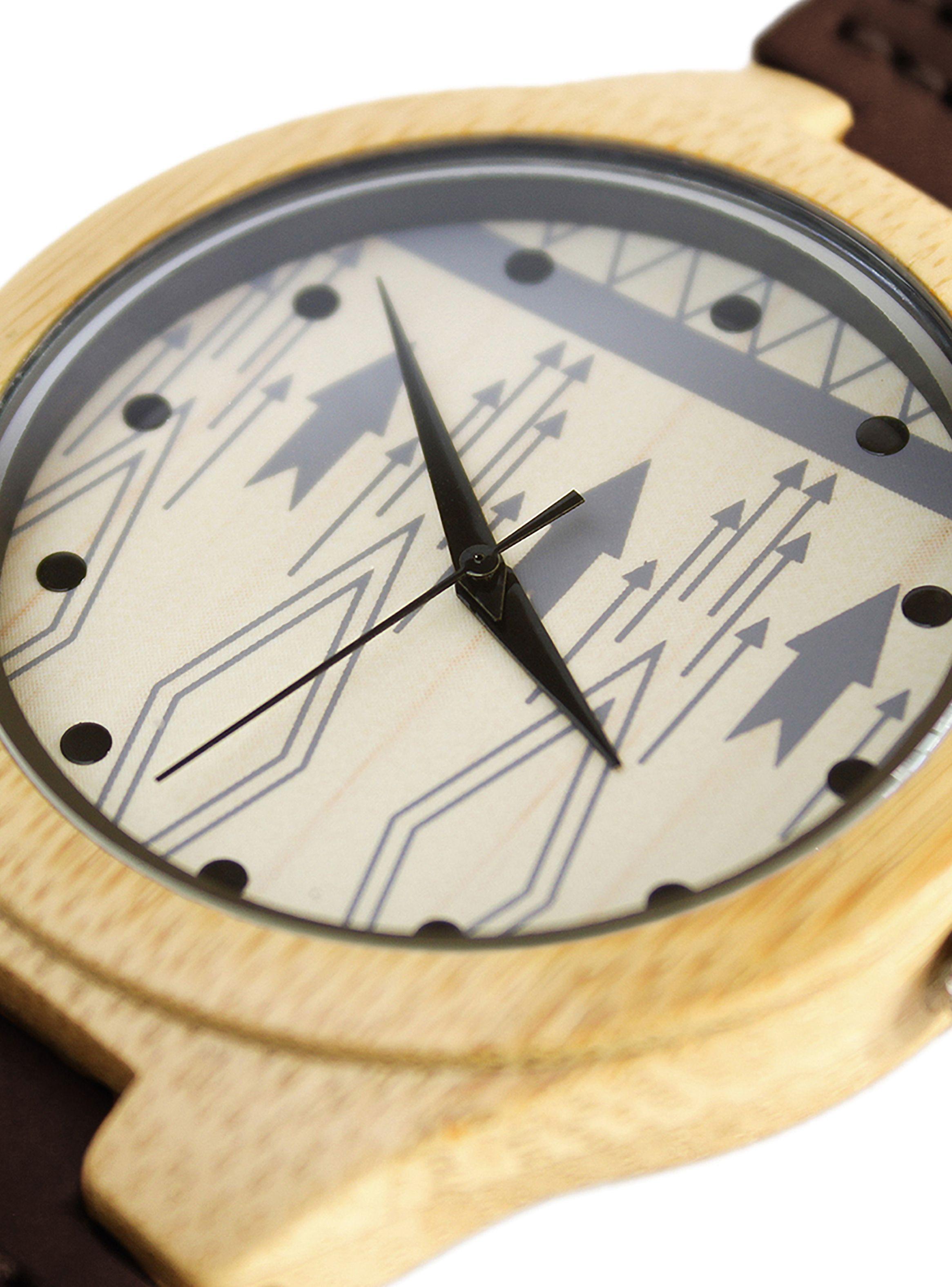 Reloj Madera Correas de Cuero Marrón Oscuro-4