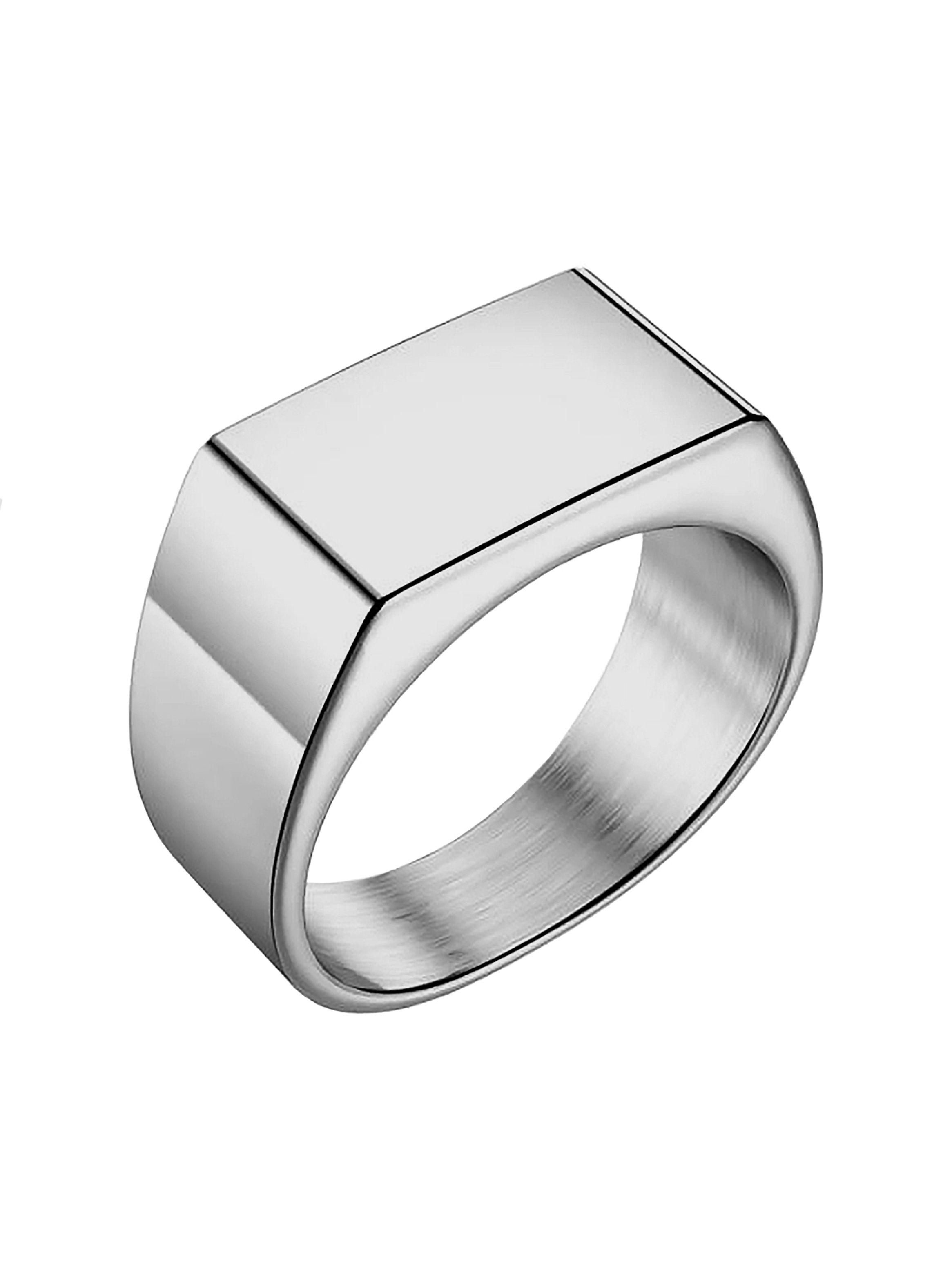 Anillo Acero Rectangular Tope Plano color Plateado Talla 12-0