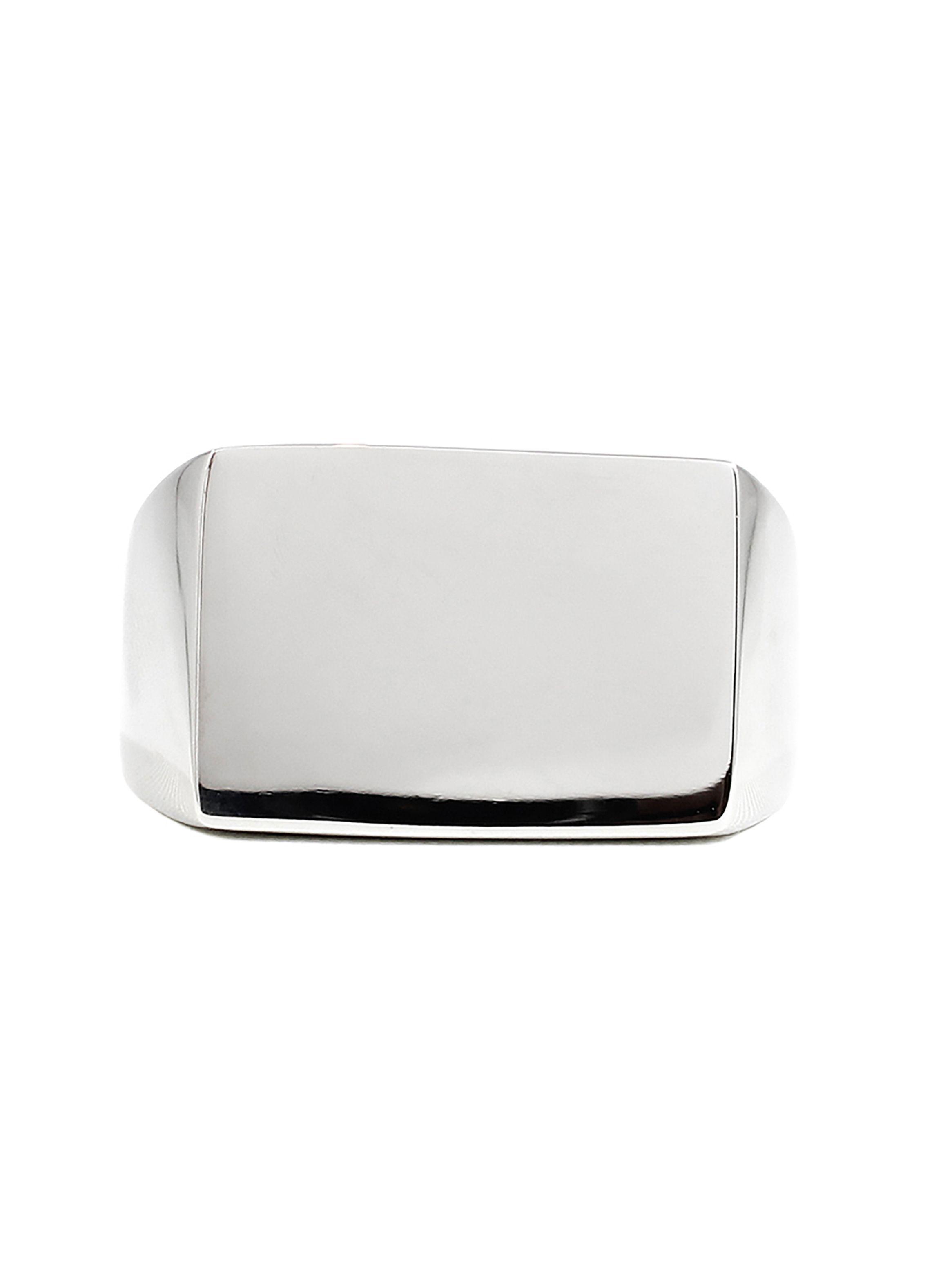 Anillo Acero Rectangular Tope Plano color Plateado Talla 12-1