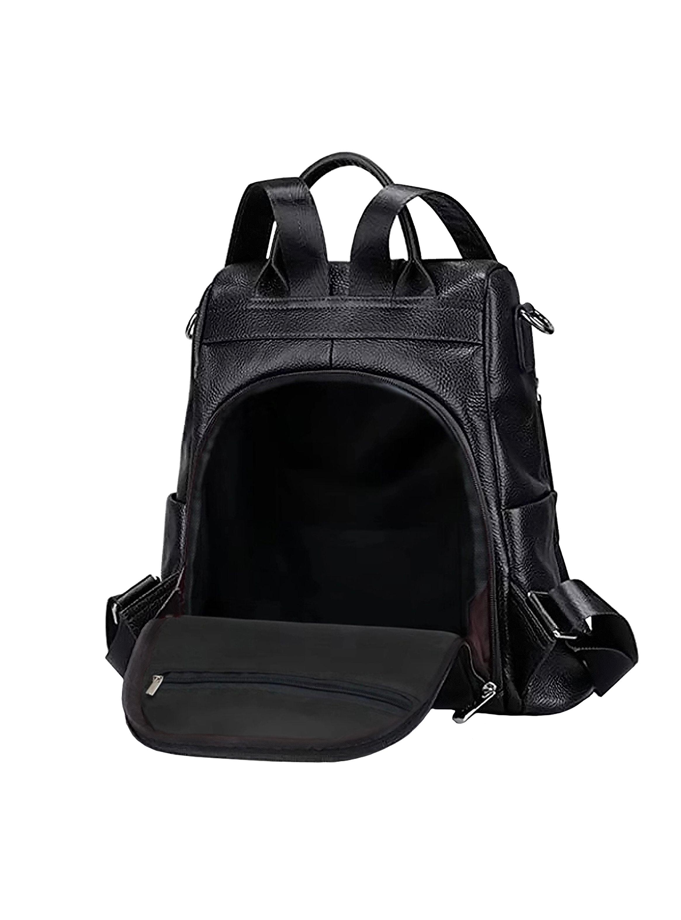 Mochila Cartera Mujer Antirrobo Cuero Negro-2