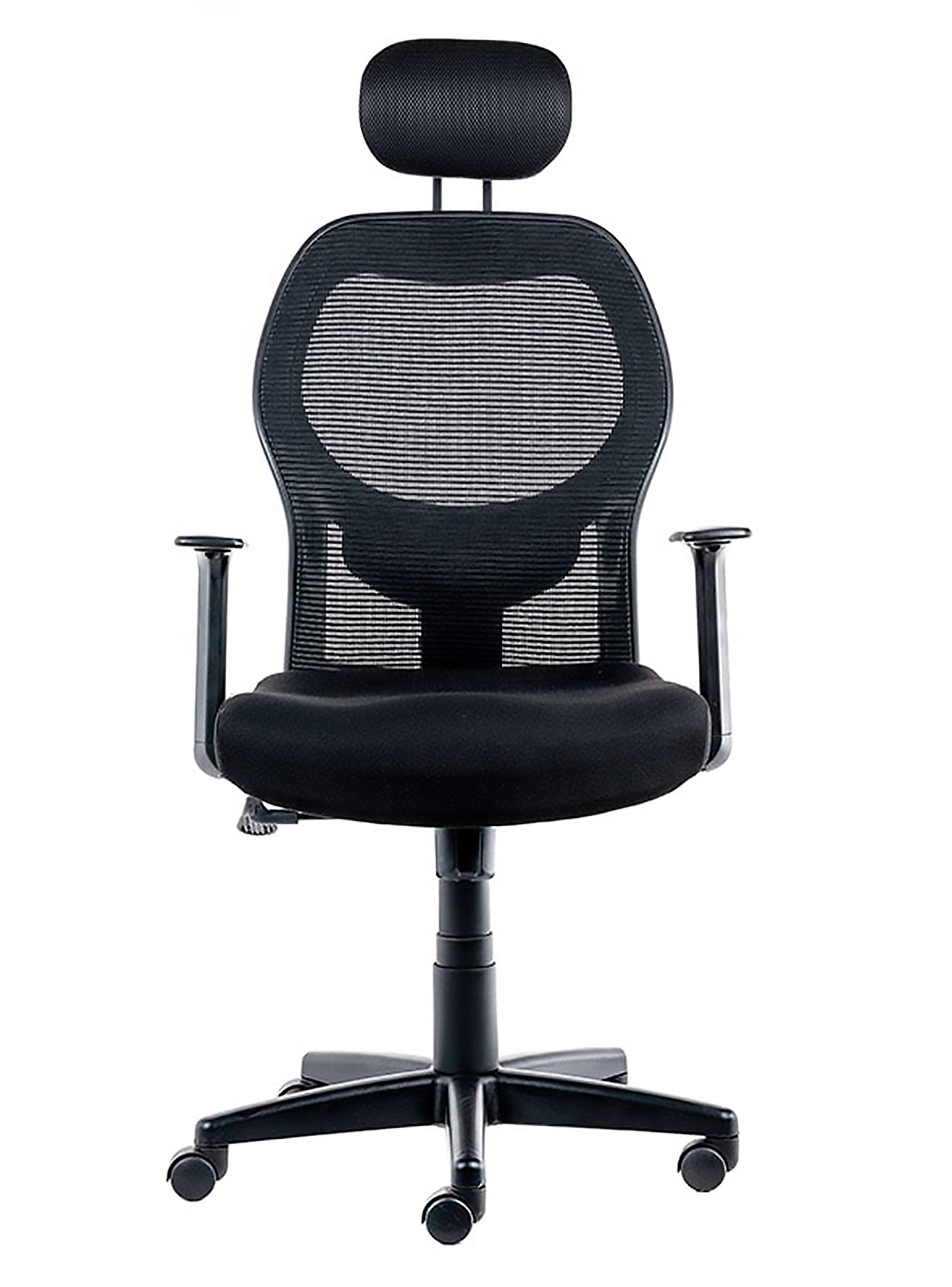 Silla Escritorio Ergonomica Negra con Cabecera y Apoyabrazos-0