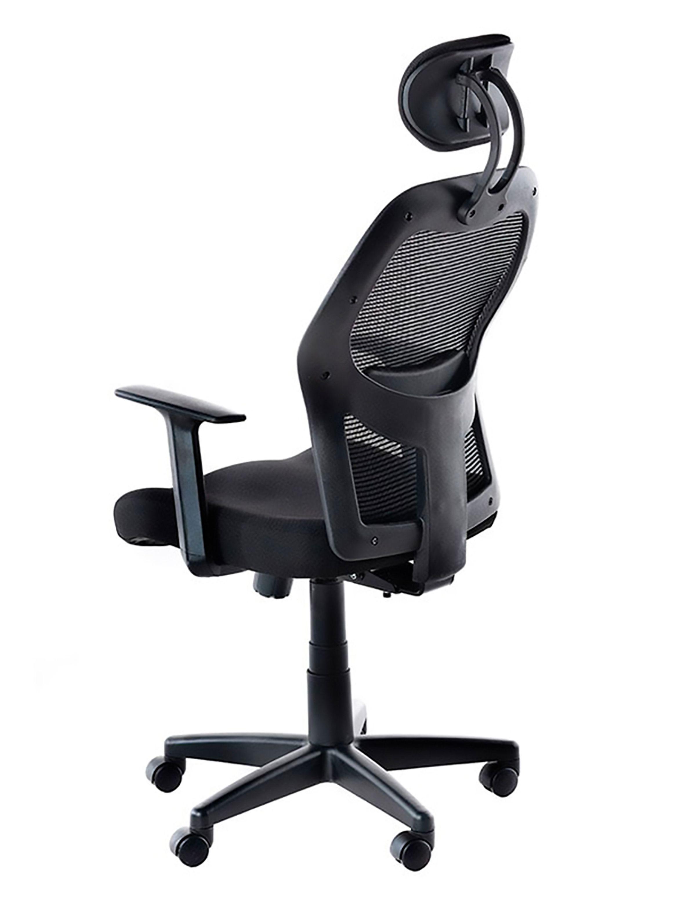 Silla Escritorio Ergonomica Negra con Cabecera y Apoyabrazos-2