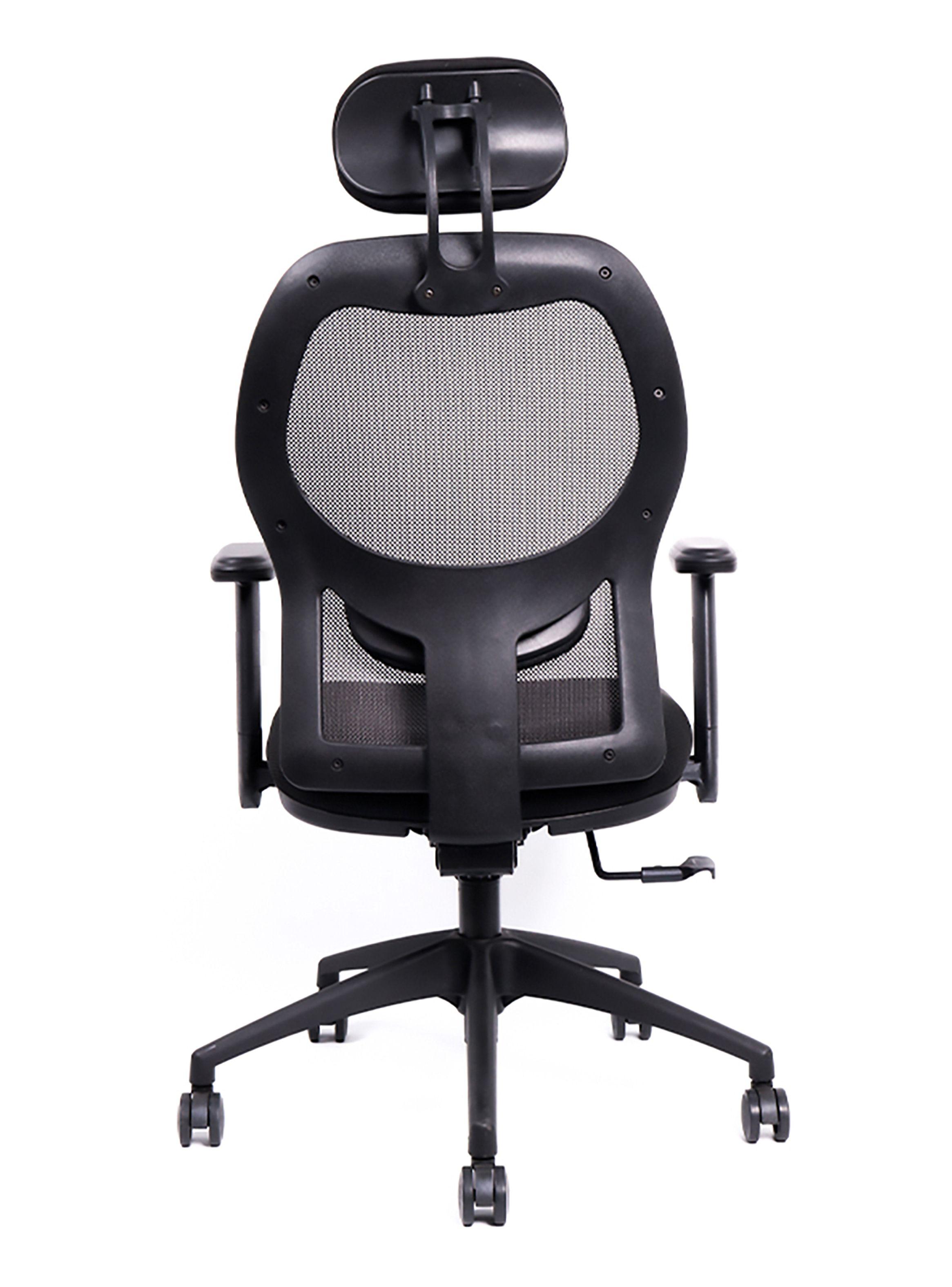 Silla Escritorio Ergonomica Negra con Cabecera y Apoyabrazos-3
