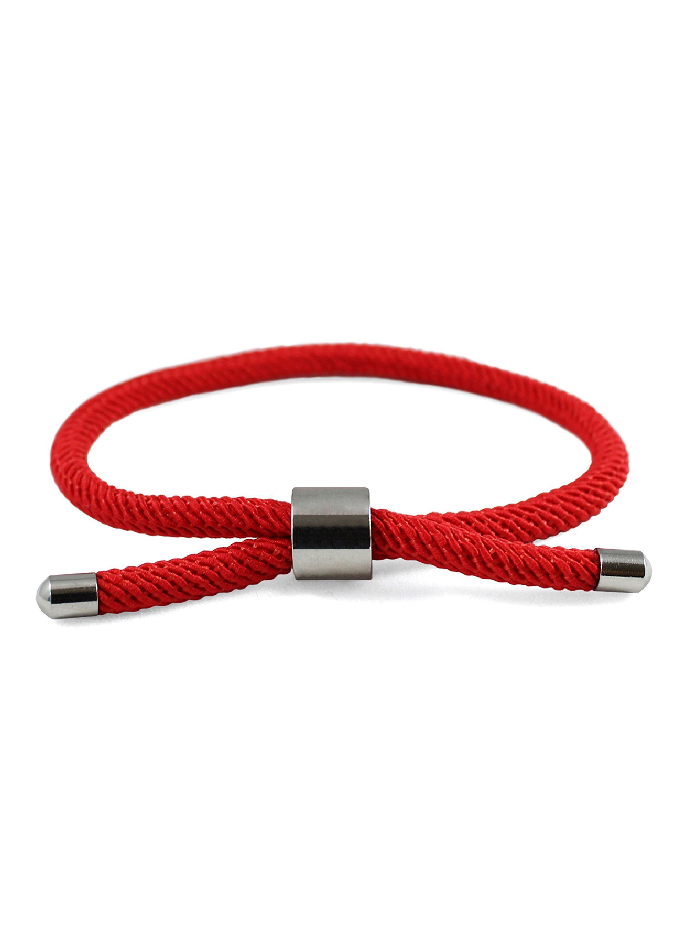 Pulsera Cordón Rojo Acero Ajustable-0