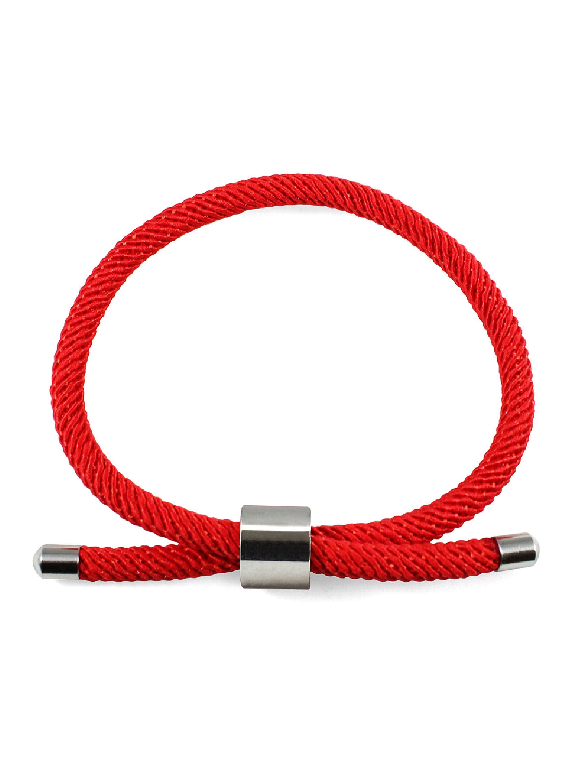 Pulsera Cordón Rojo Acero Ajustable-1