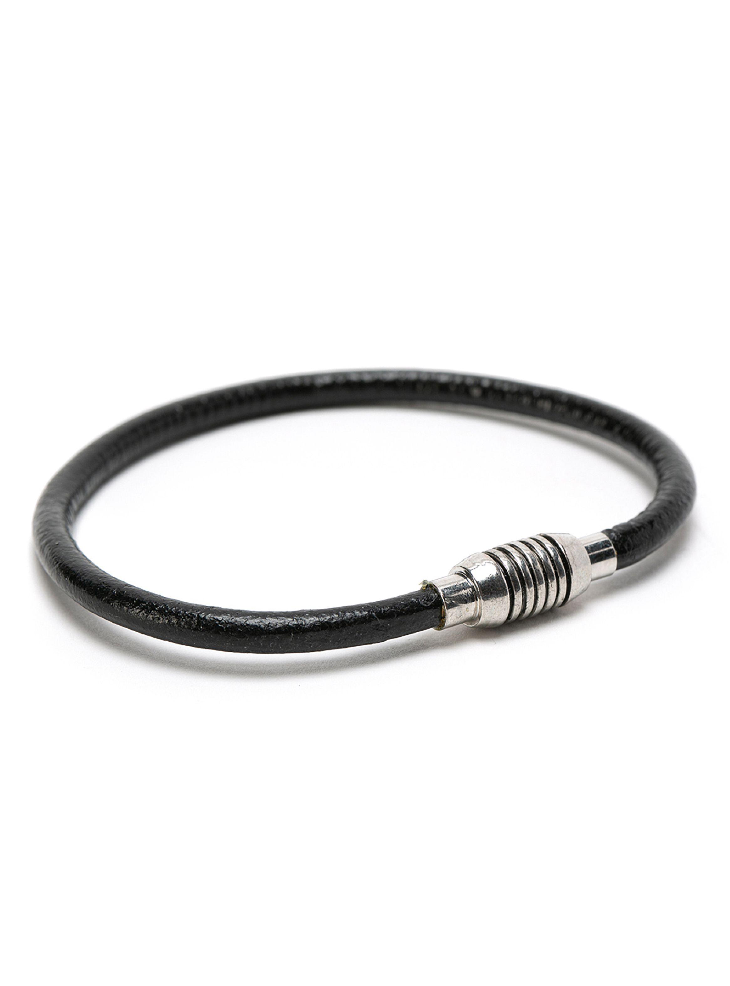 Pulsera De Cuero Negro Broche Imantado Unisex-0