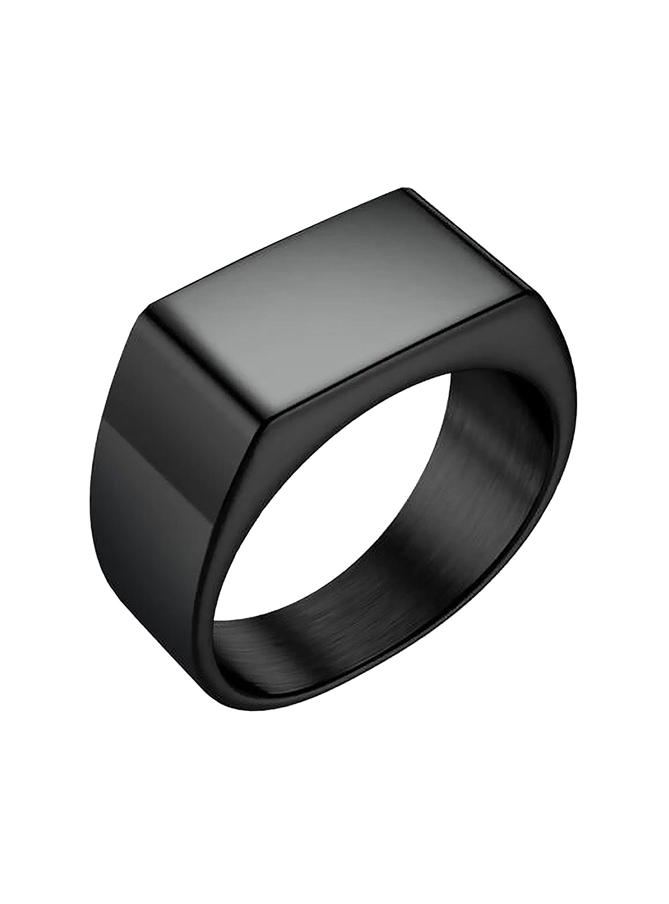 Anillo de Acero Rectangular Tope Plano color Negro Talla 9-0