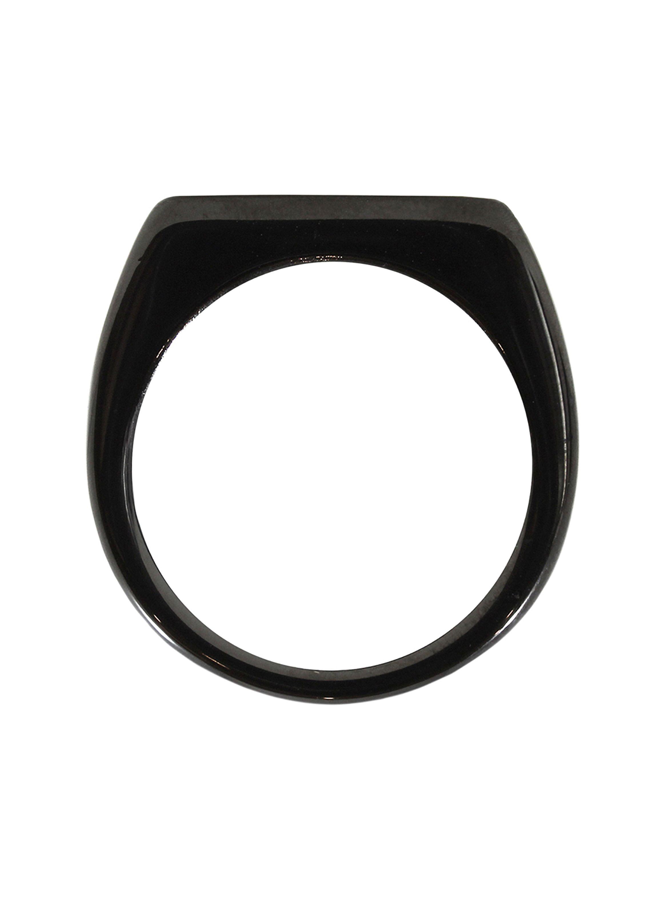 Anillo de Acero Rectangular Tope Plano color Negro Talla 9-1