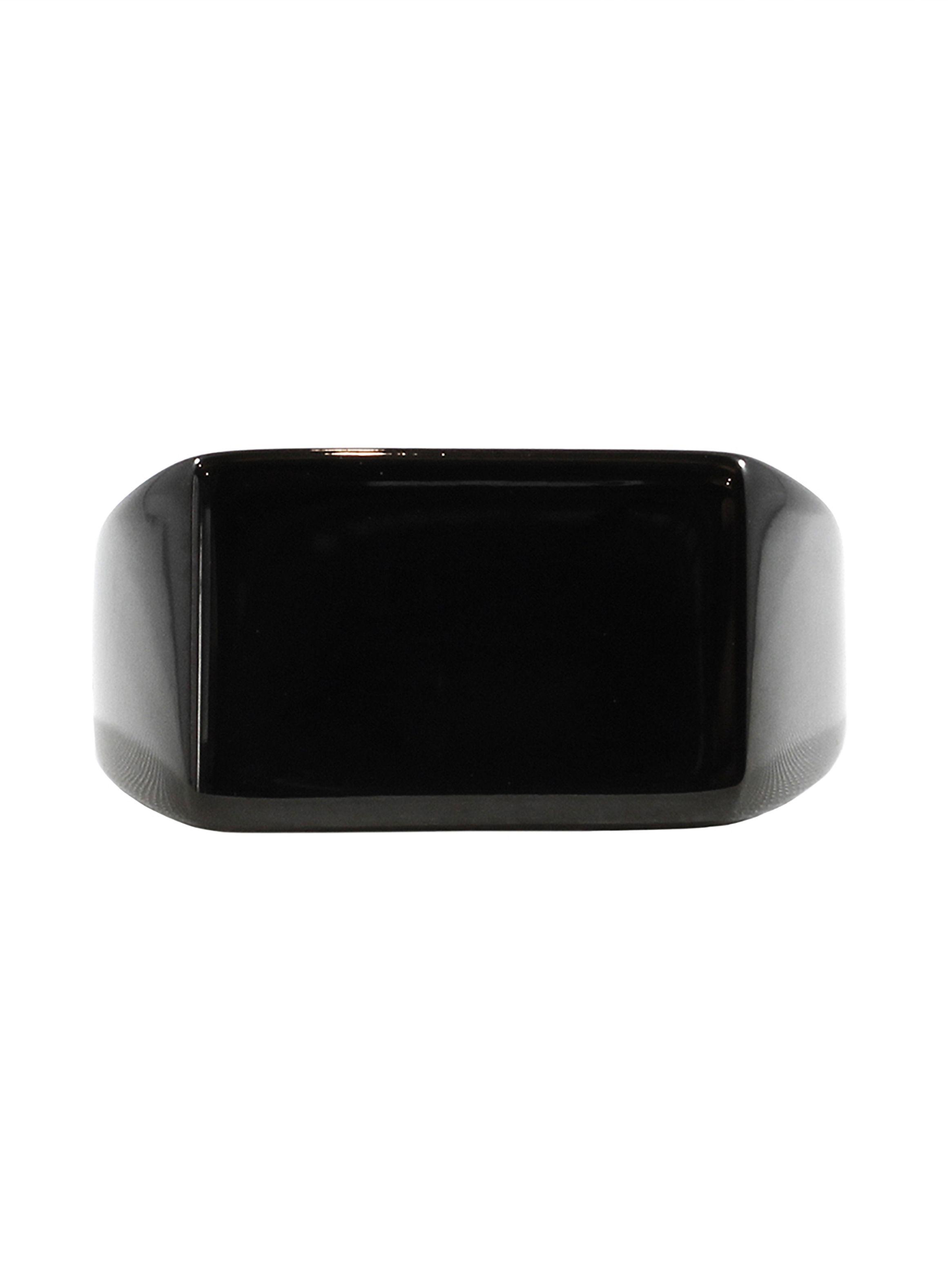 Anillo de Acero Rectangular Tope Plano color Negro Talla 9-2