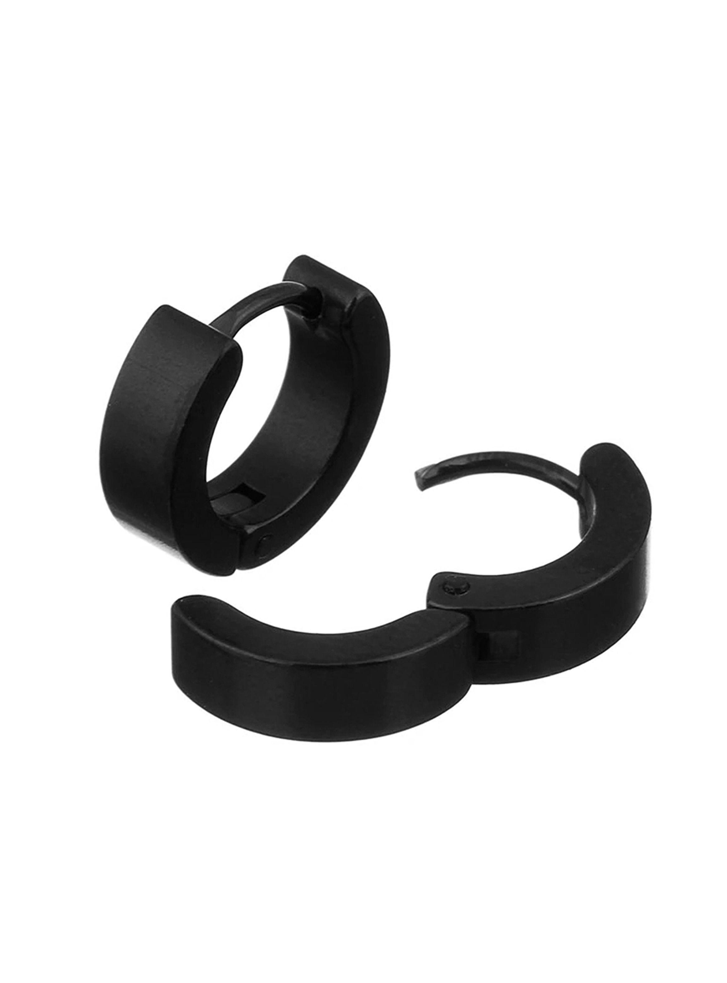 Aros Hombre Argollas Huggies Acero Negro-3