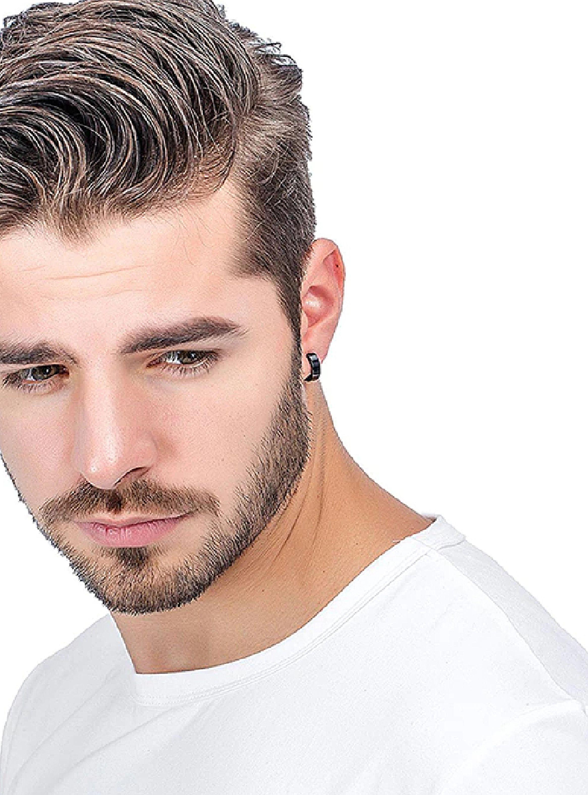 Aros Hombre Argollas Huggies Acero Negro-4
