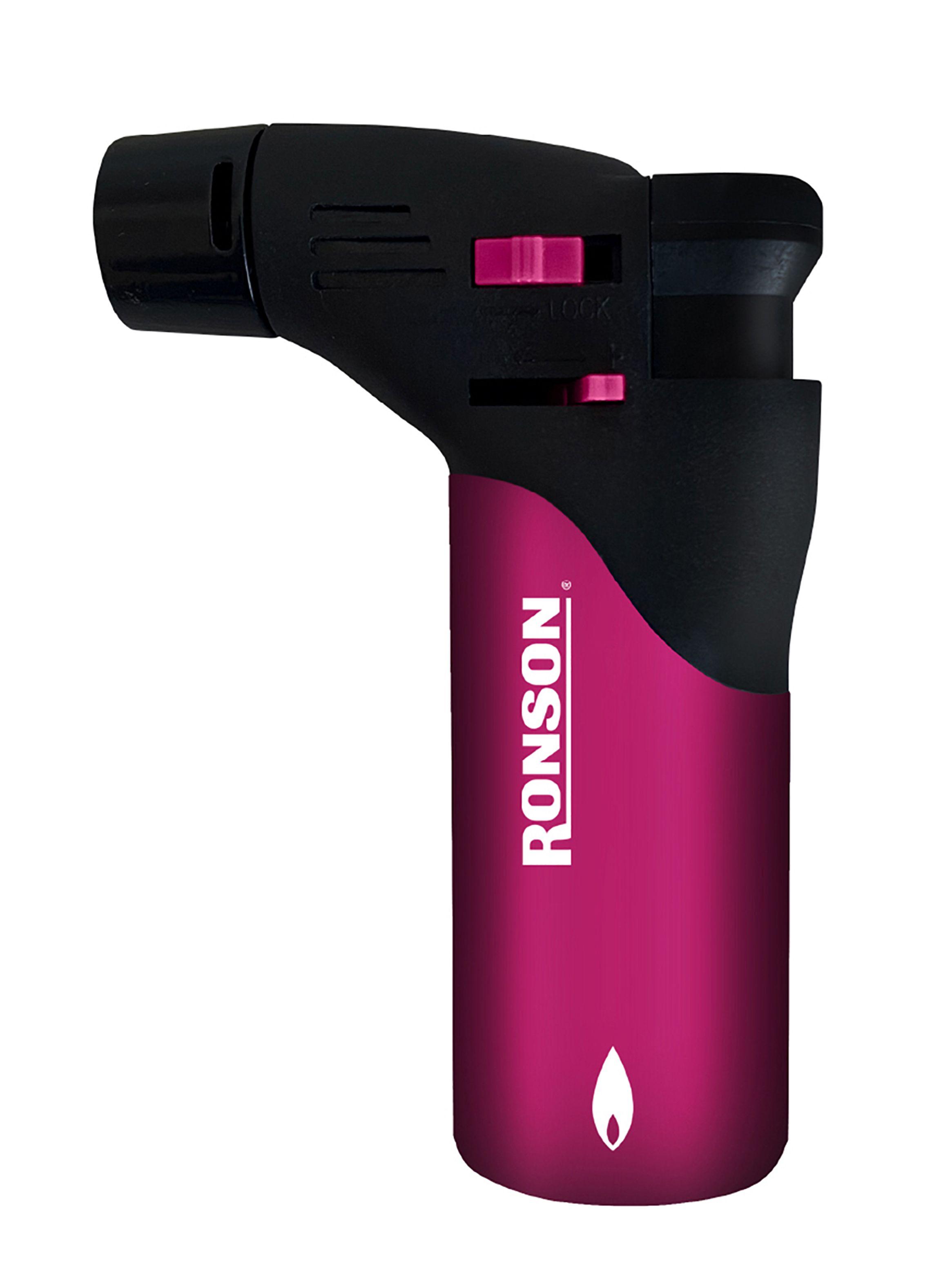 Encendedor Ronson Torch Soplete Rosado Recargable-0