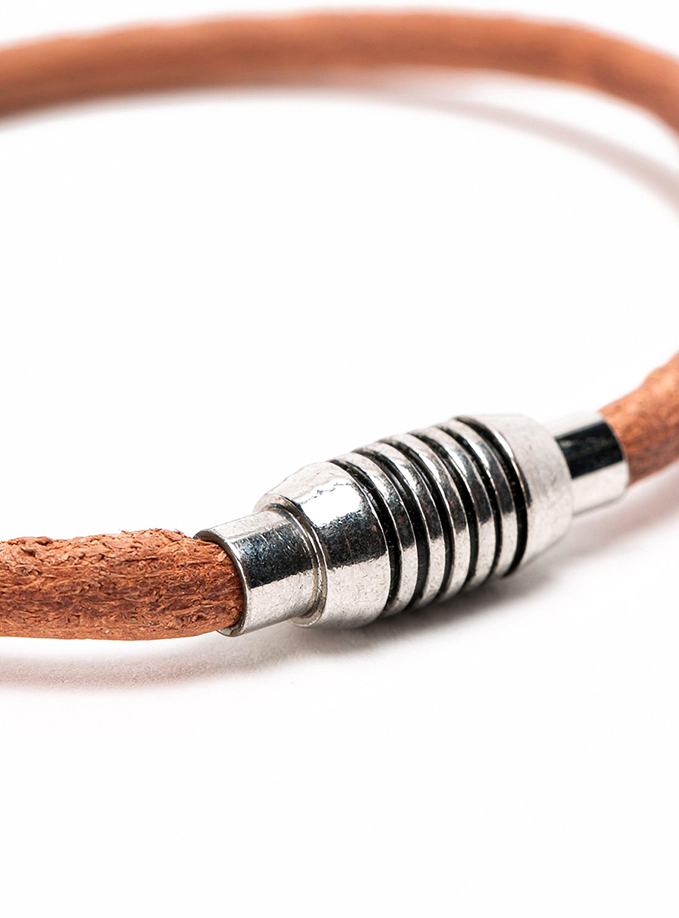 Pulsera de Cuero Liso Beige con Broche Imantado-2