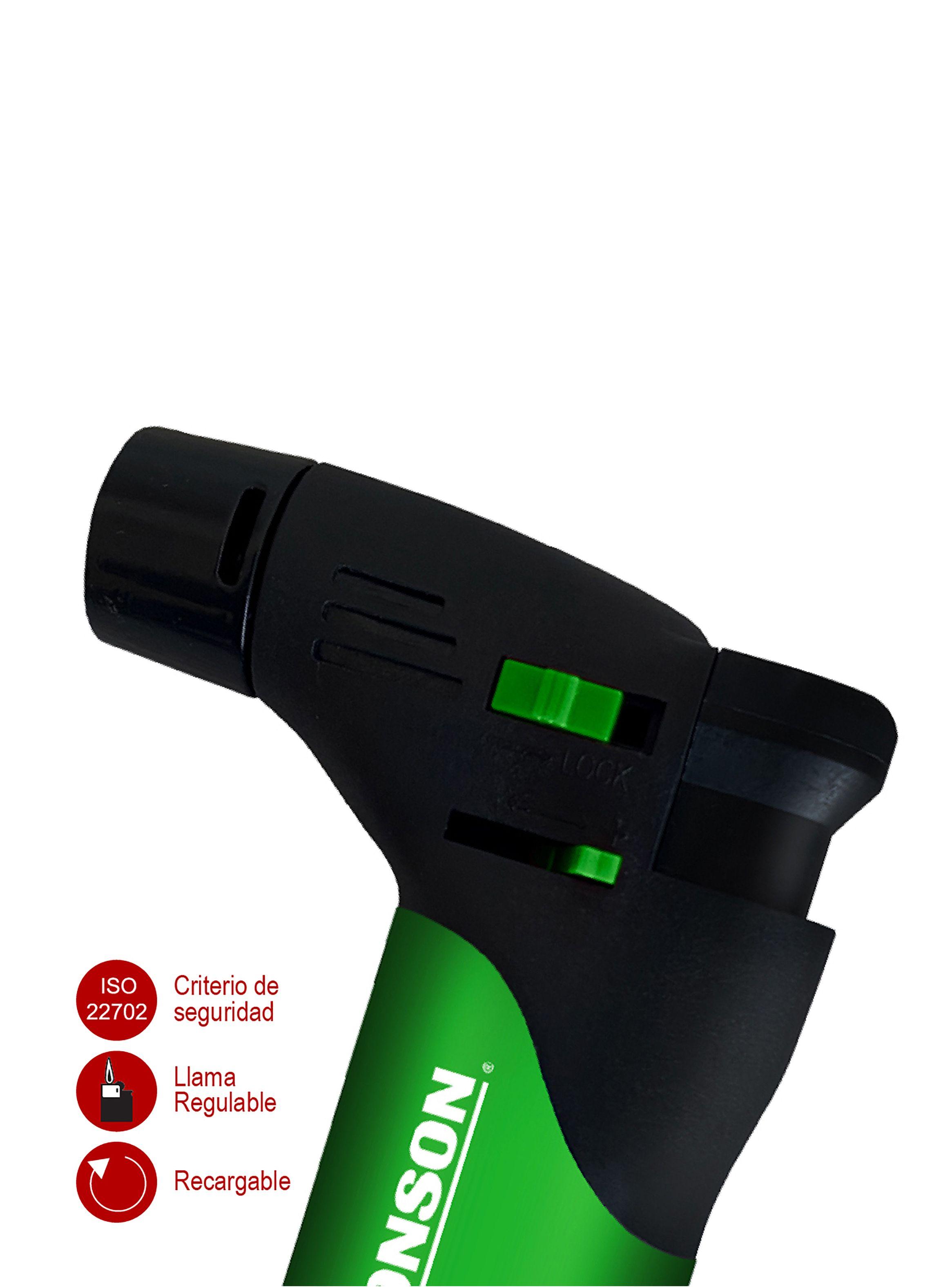 Encendedor Ronson Torch Soplete Verde Recargable-2