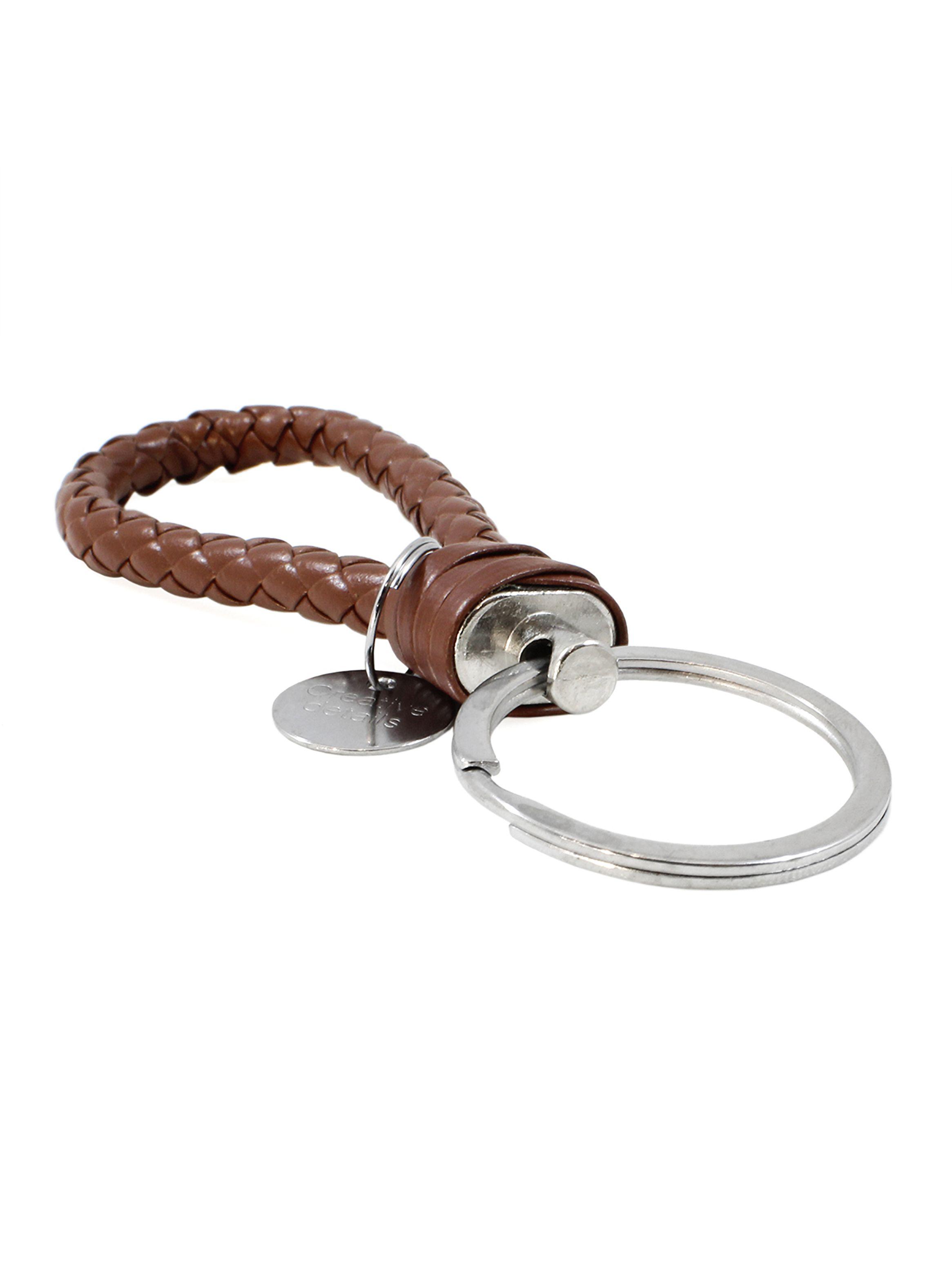 Llavero trenzado en Cuero Color Café-1