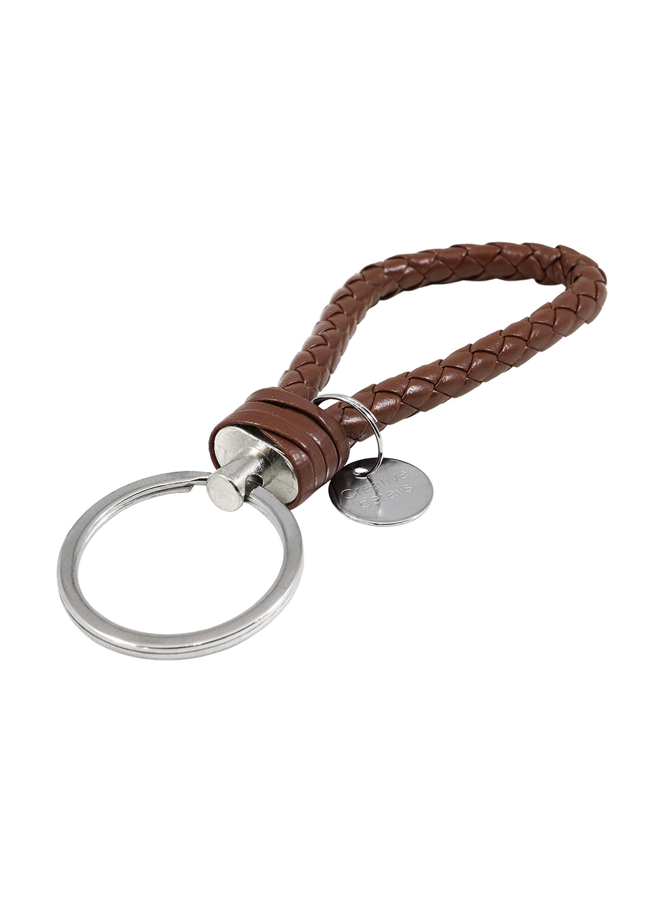 Llavero trenzado en Cuero Color Café-2
