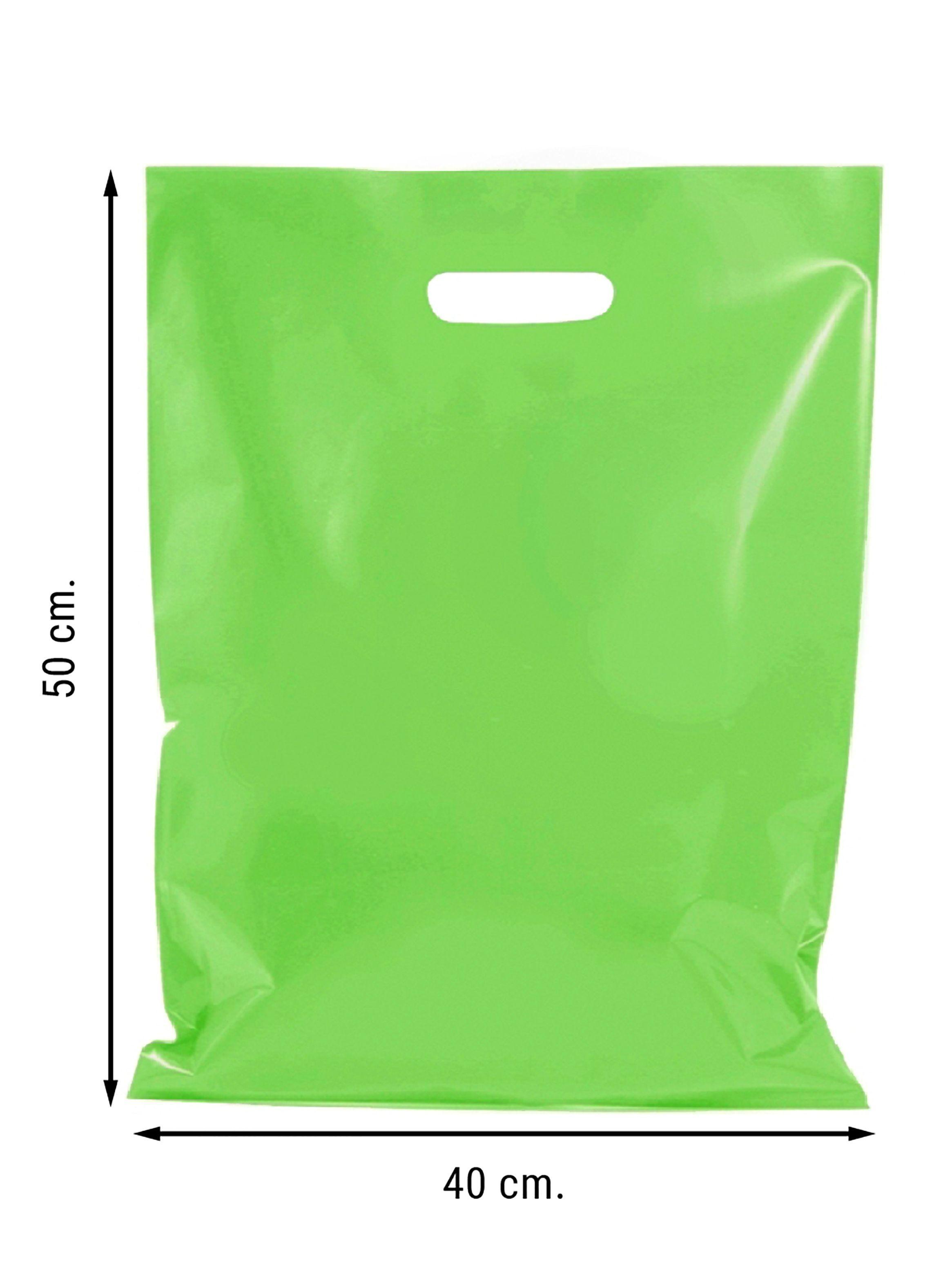 Bolsa Plástica Boutique Troquelada Riñon 40x50 Verde-3