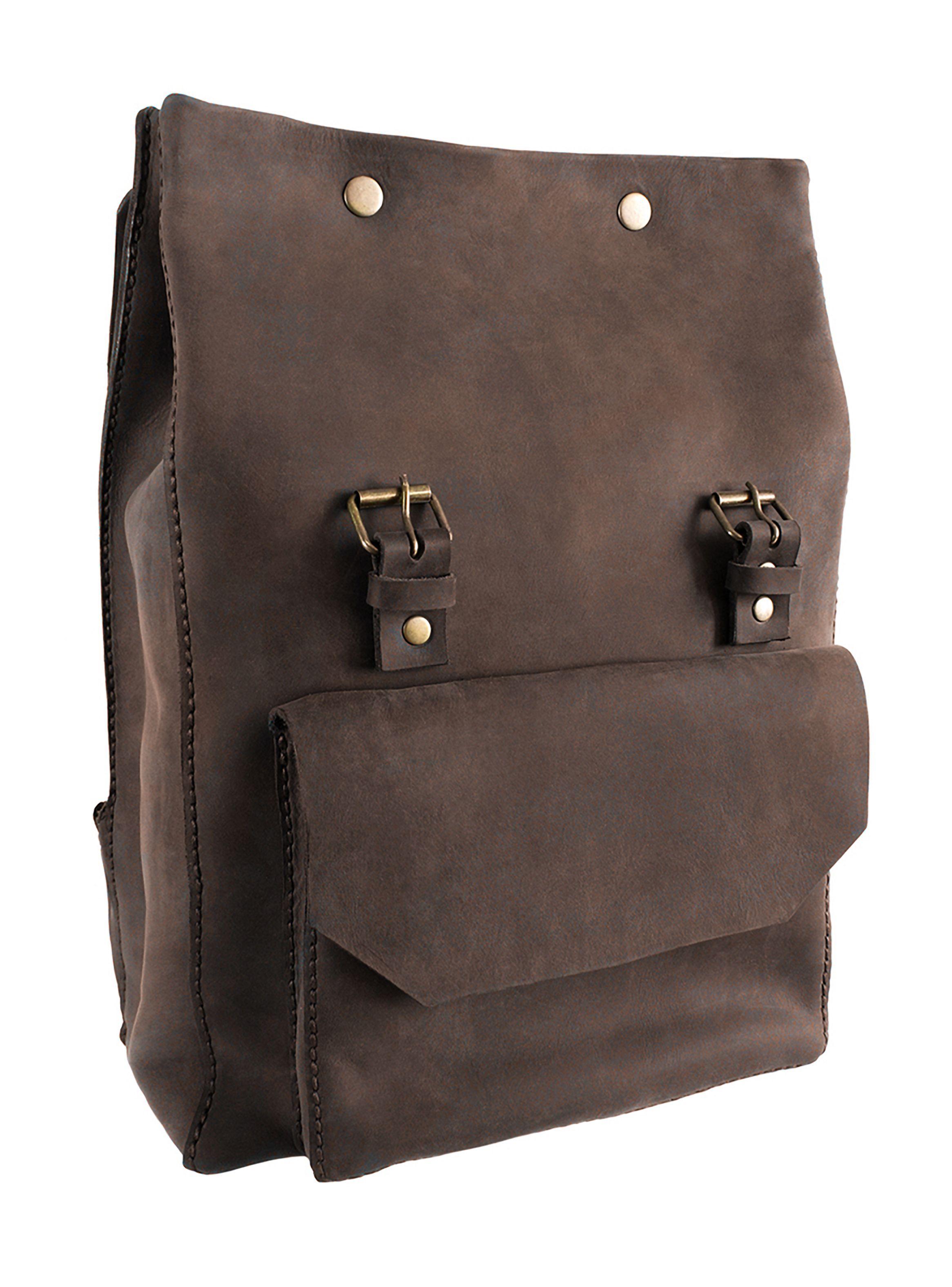 Mochila de Cuero Natural Marrón con Hebillas-2