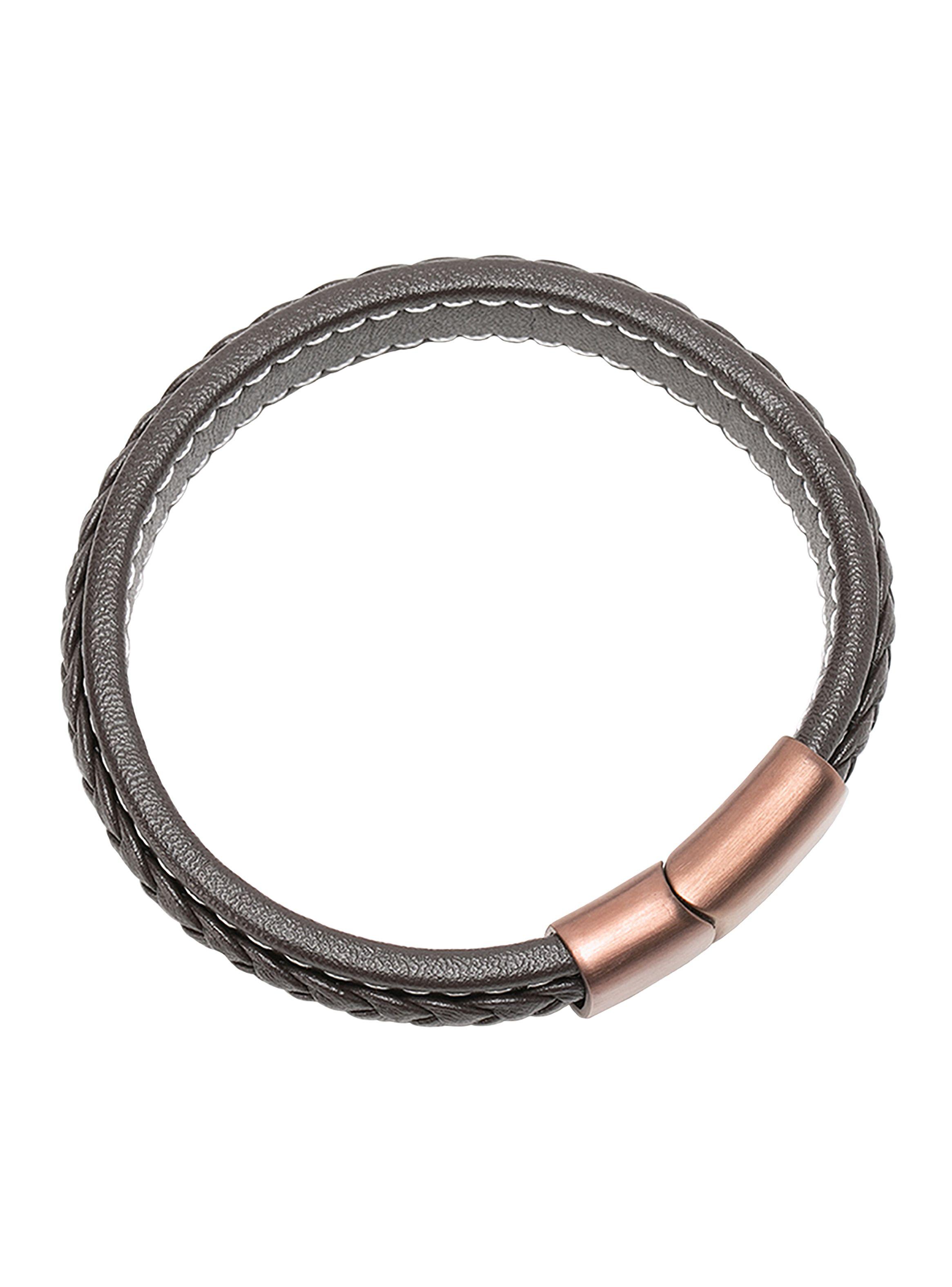 Pulsera Cuero Casual Marrón Trenzado Hombre-1
