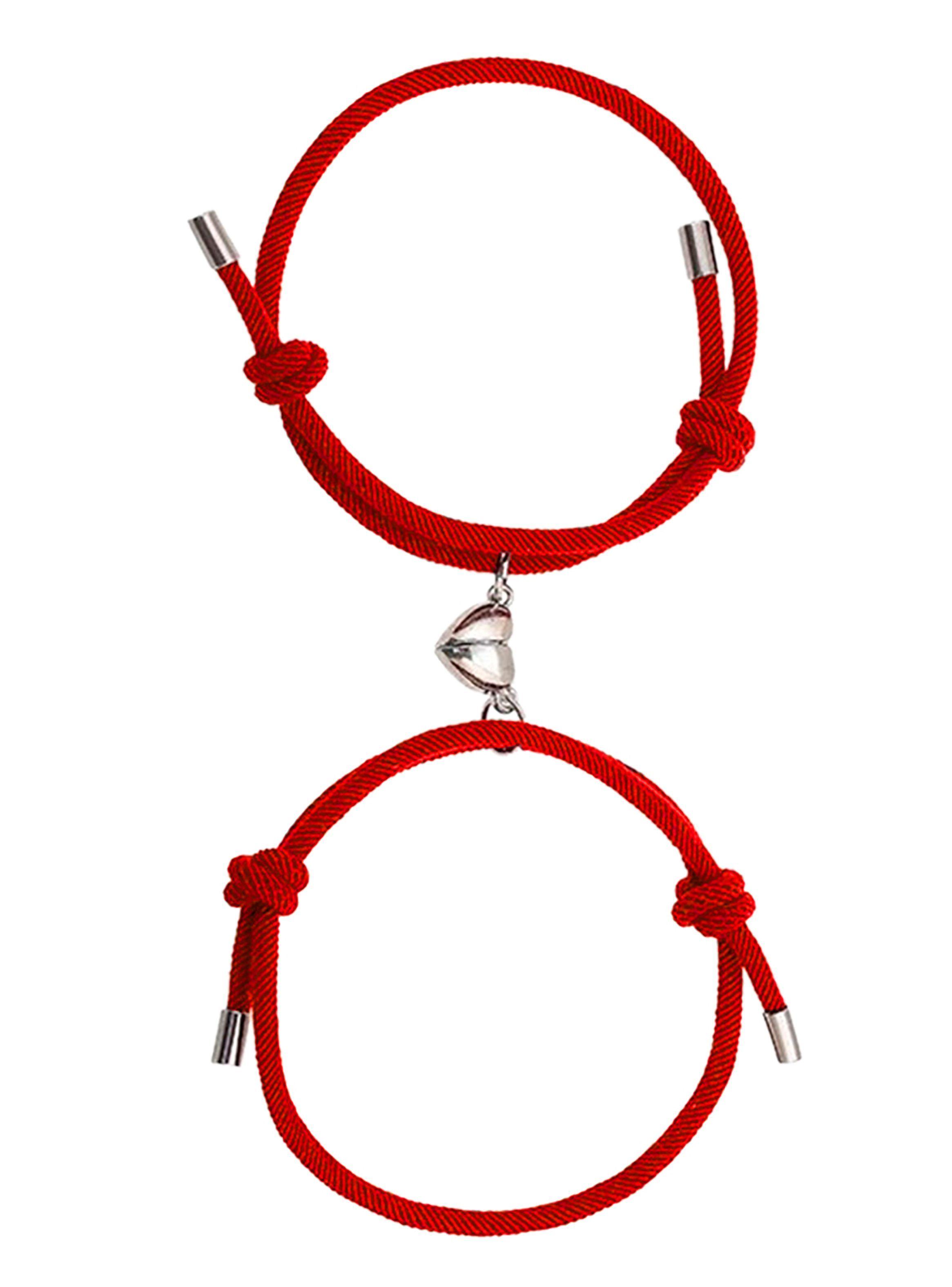 Pulseras de Parejas Roja con Imán Corazón-2