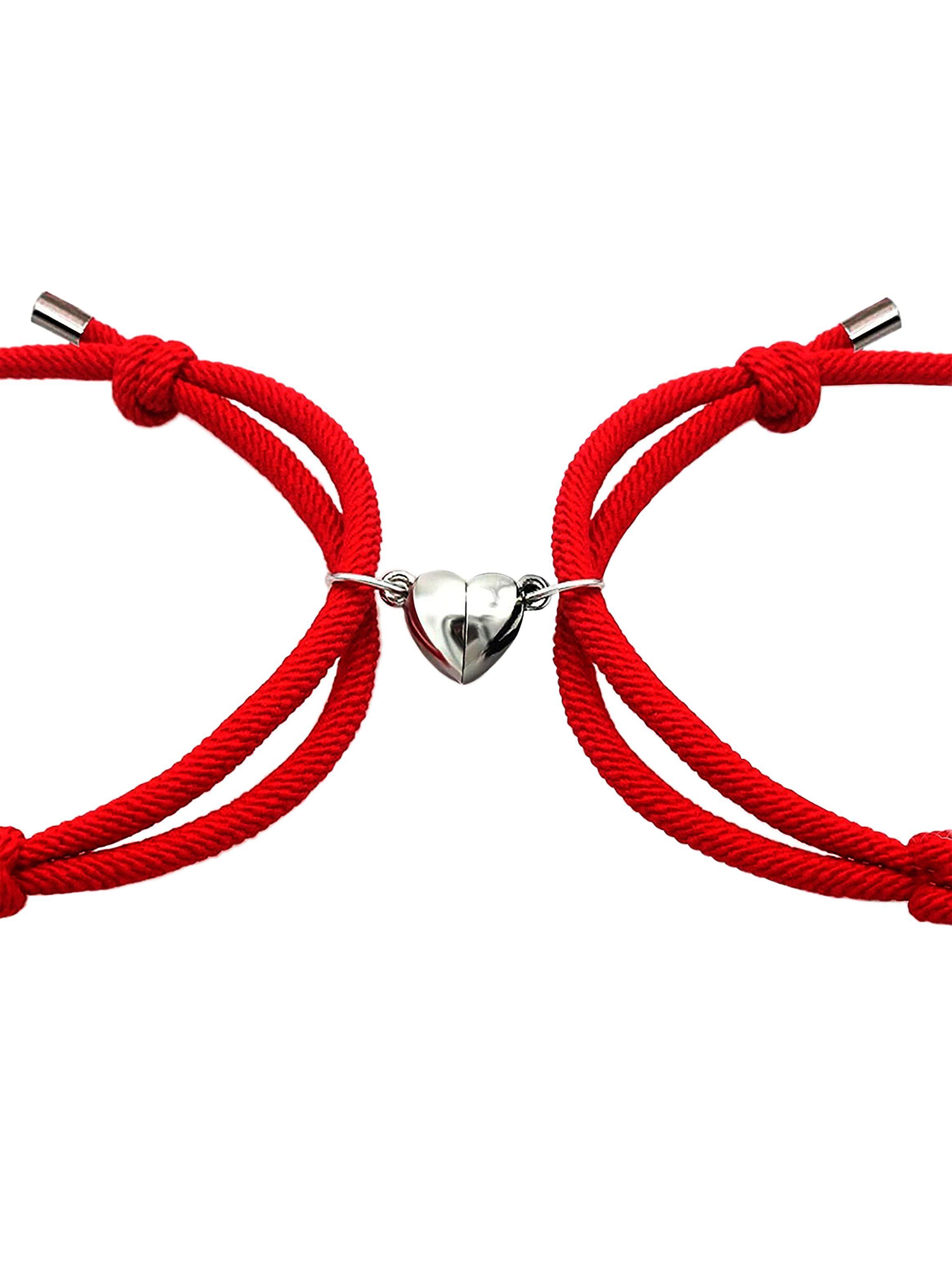 Pulseras de Parejas Roja con Imán Corazón-3