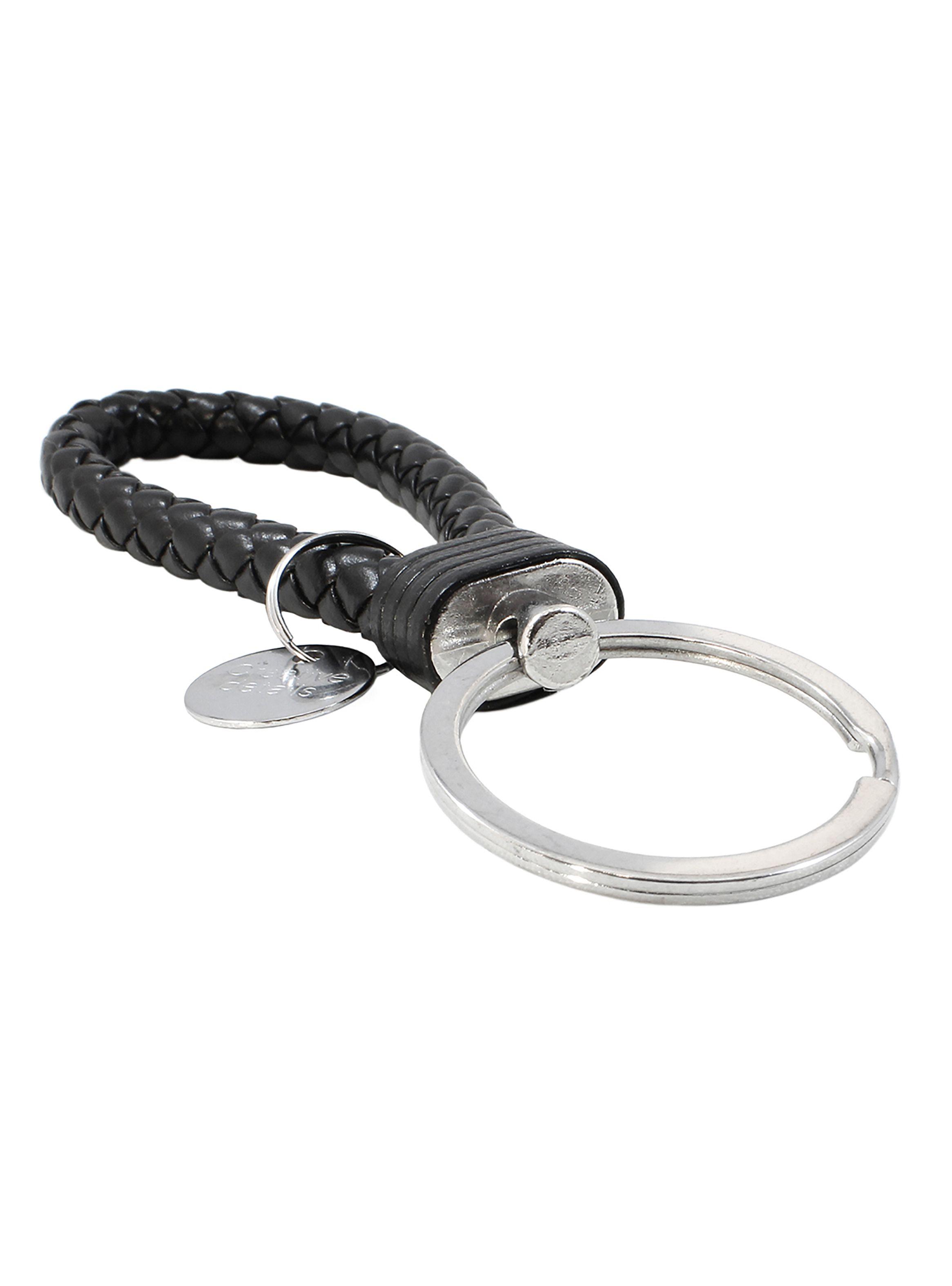 Llavero en Cuero Trenzado Negro-1