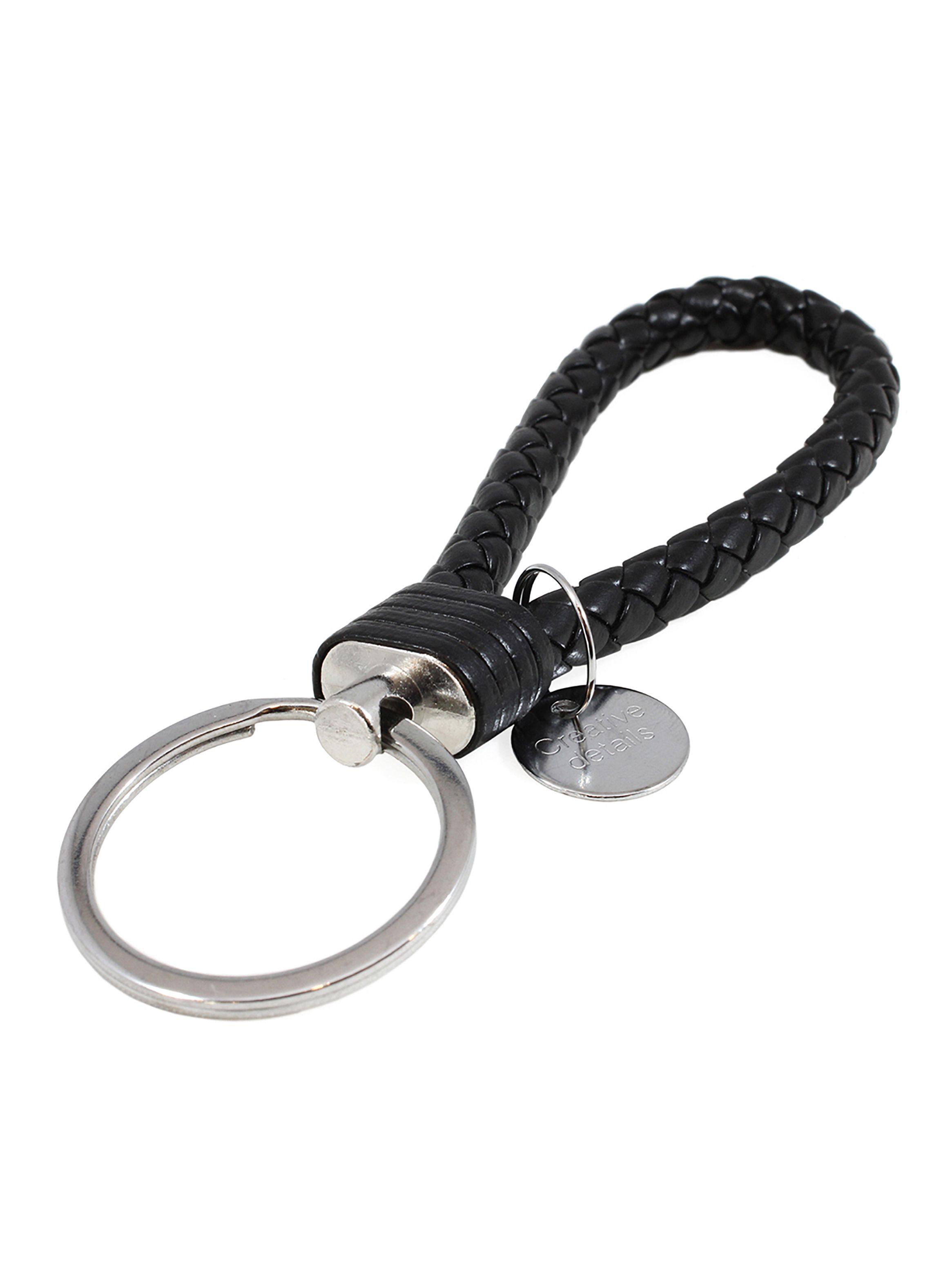 Llavero en Cuero Trenzado Negro-2