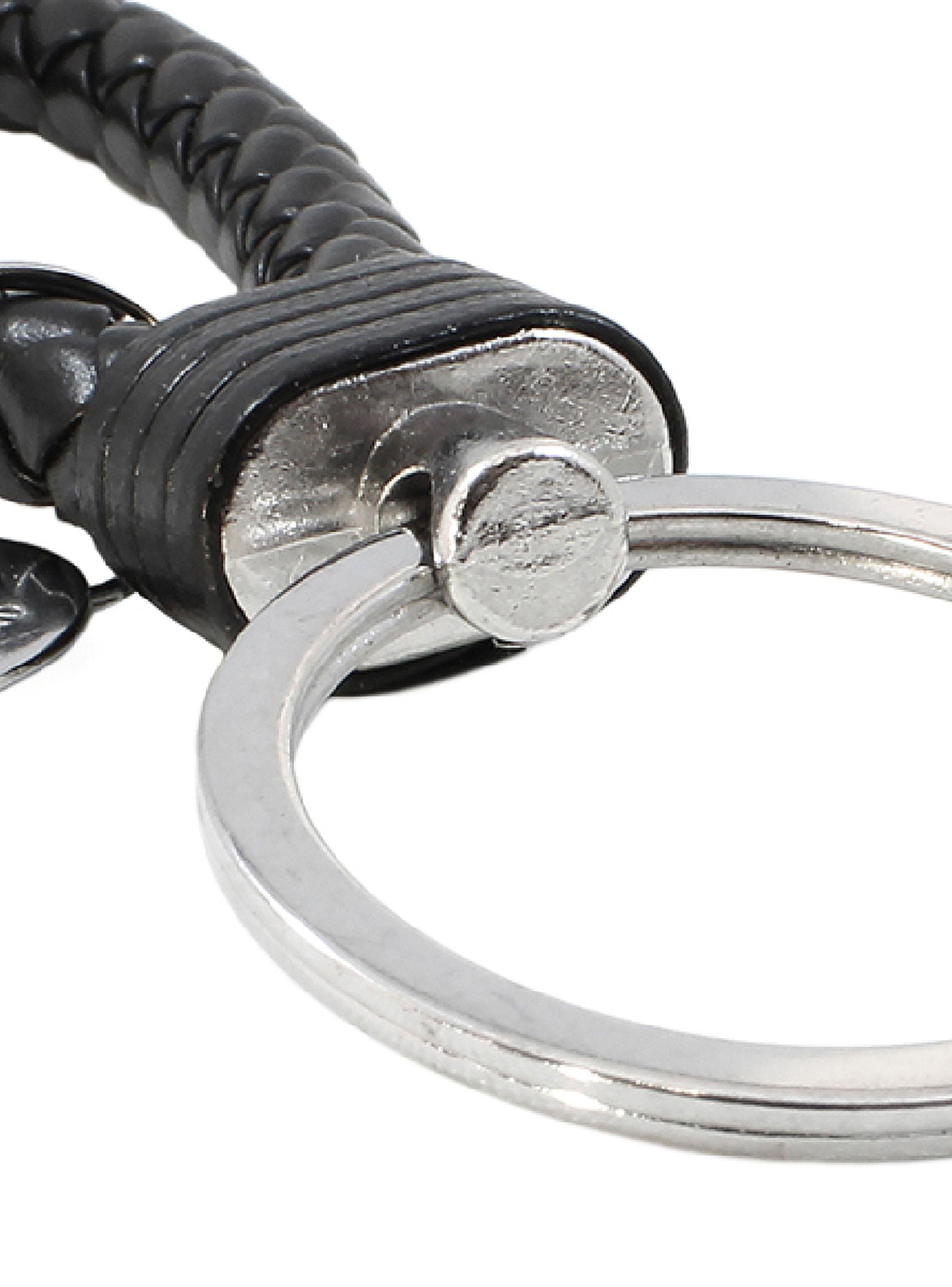 Llavero en Cuero Trenzado Negro-3