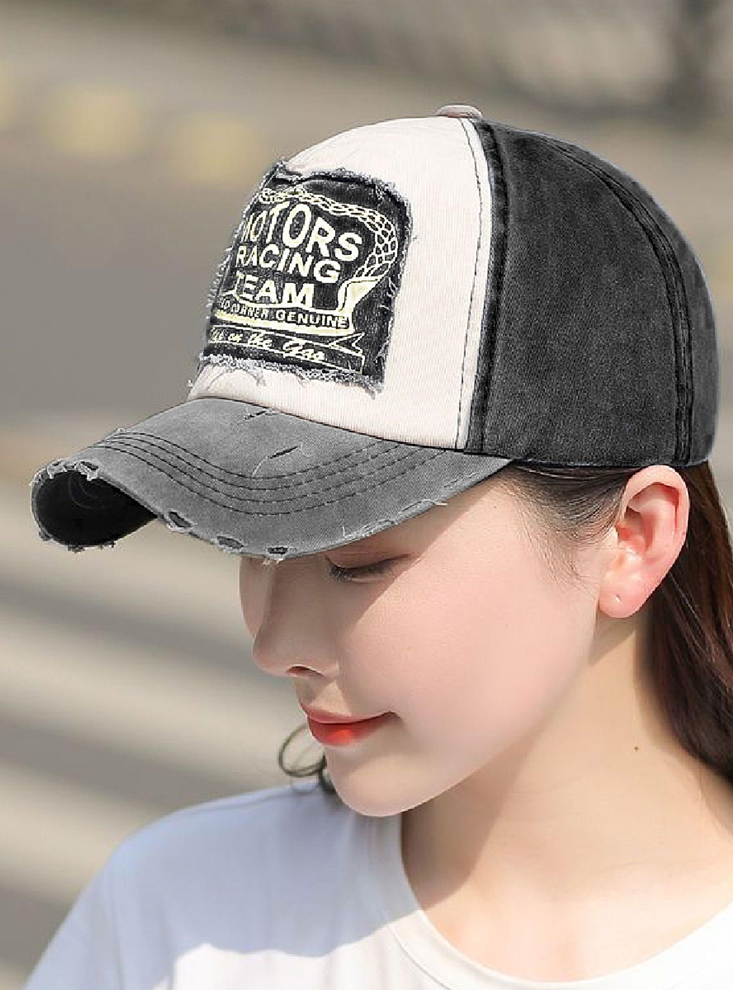 Jockey de Algodón Motors Racing Prelavado Negro Visera Gris-2