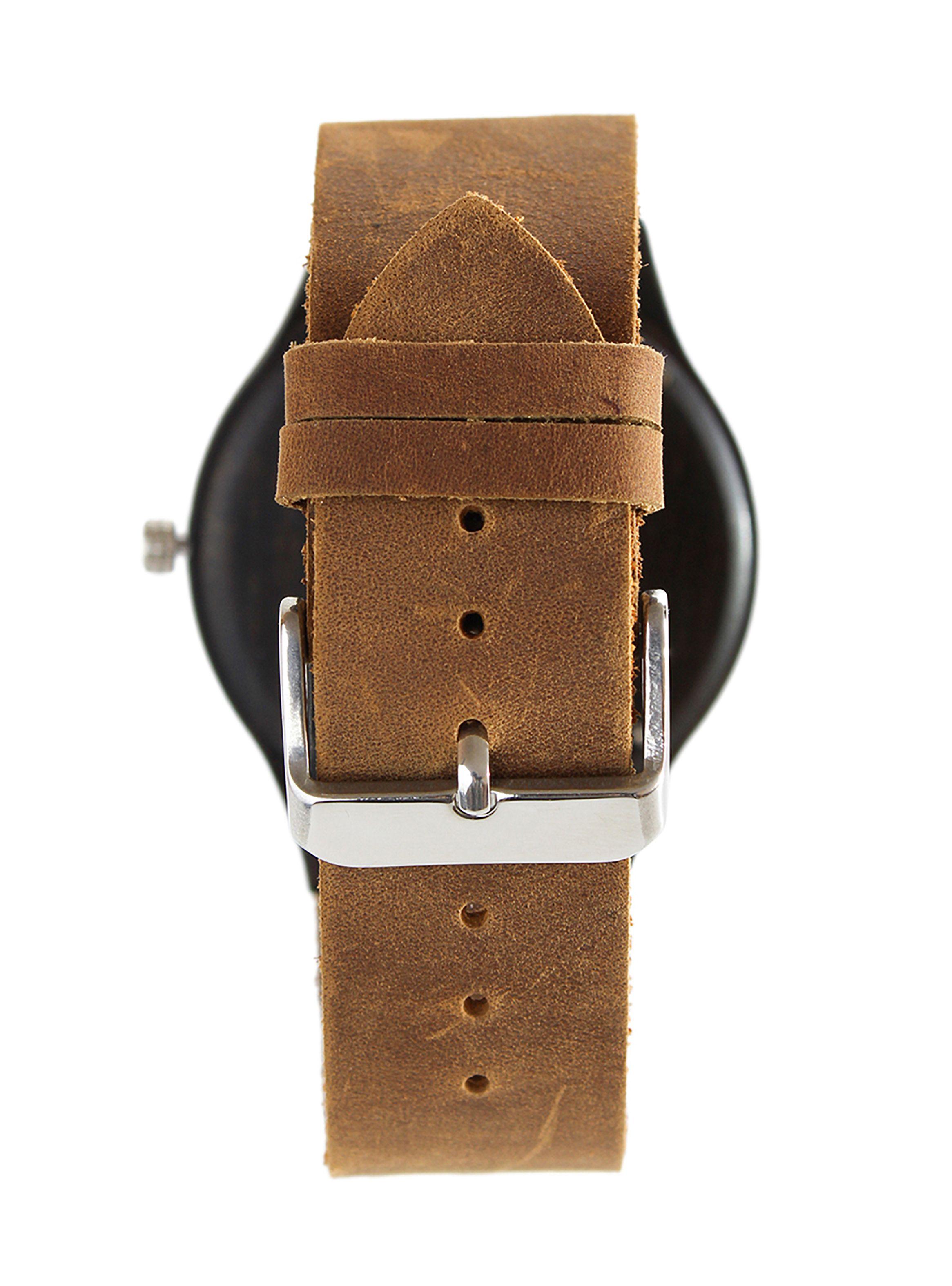Reloj Madera Correa Cuero Marrón Flechas-1