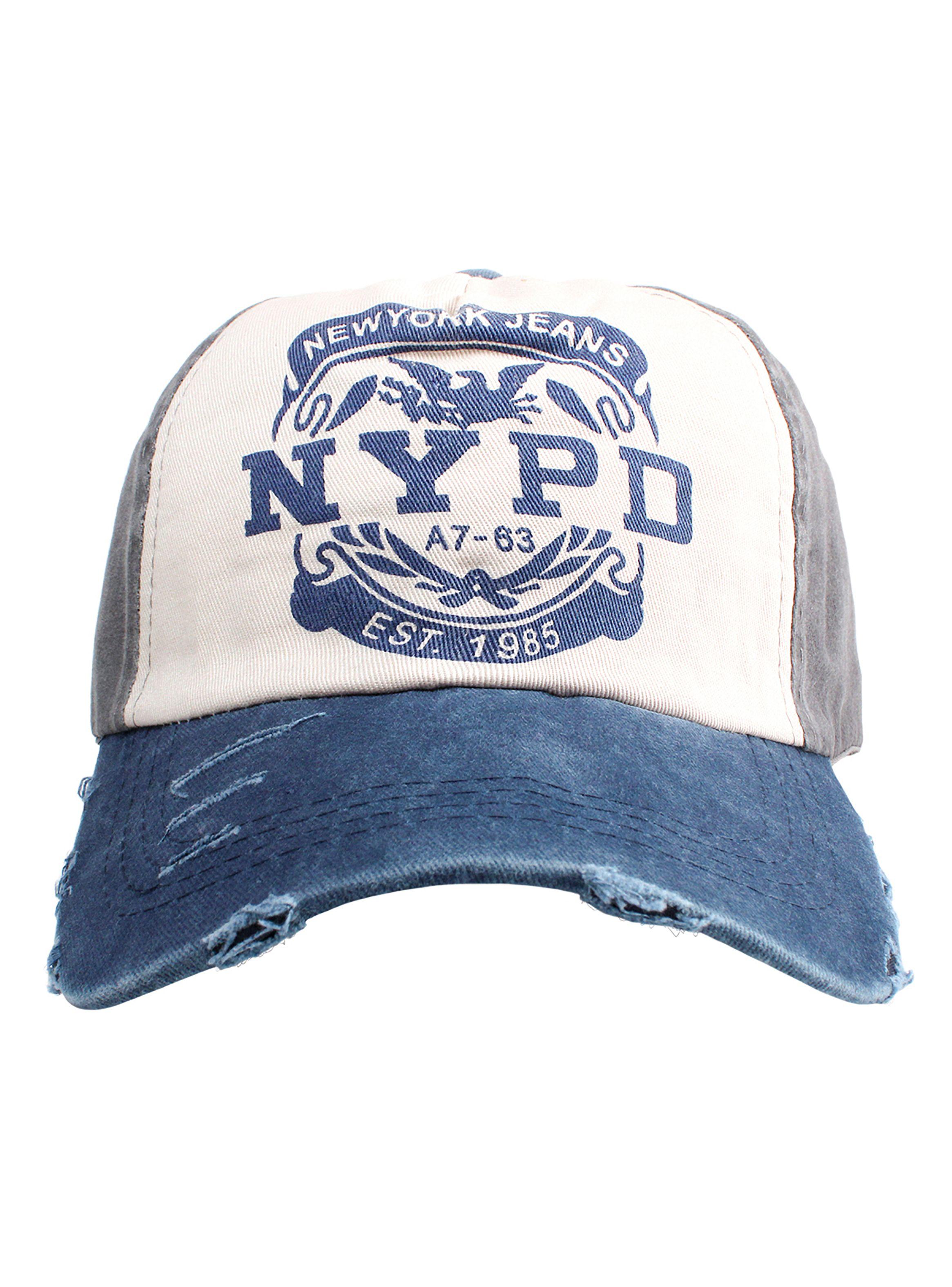 Jockey de Algodón NYPD Prelavado Gris Visera Azul-1