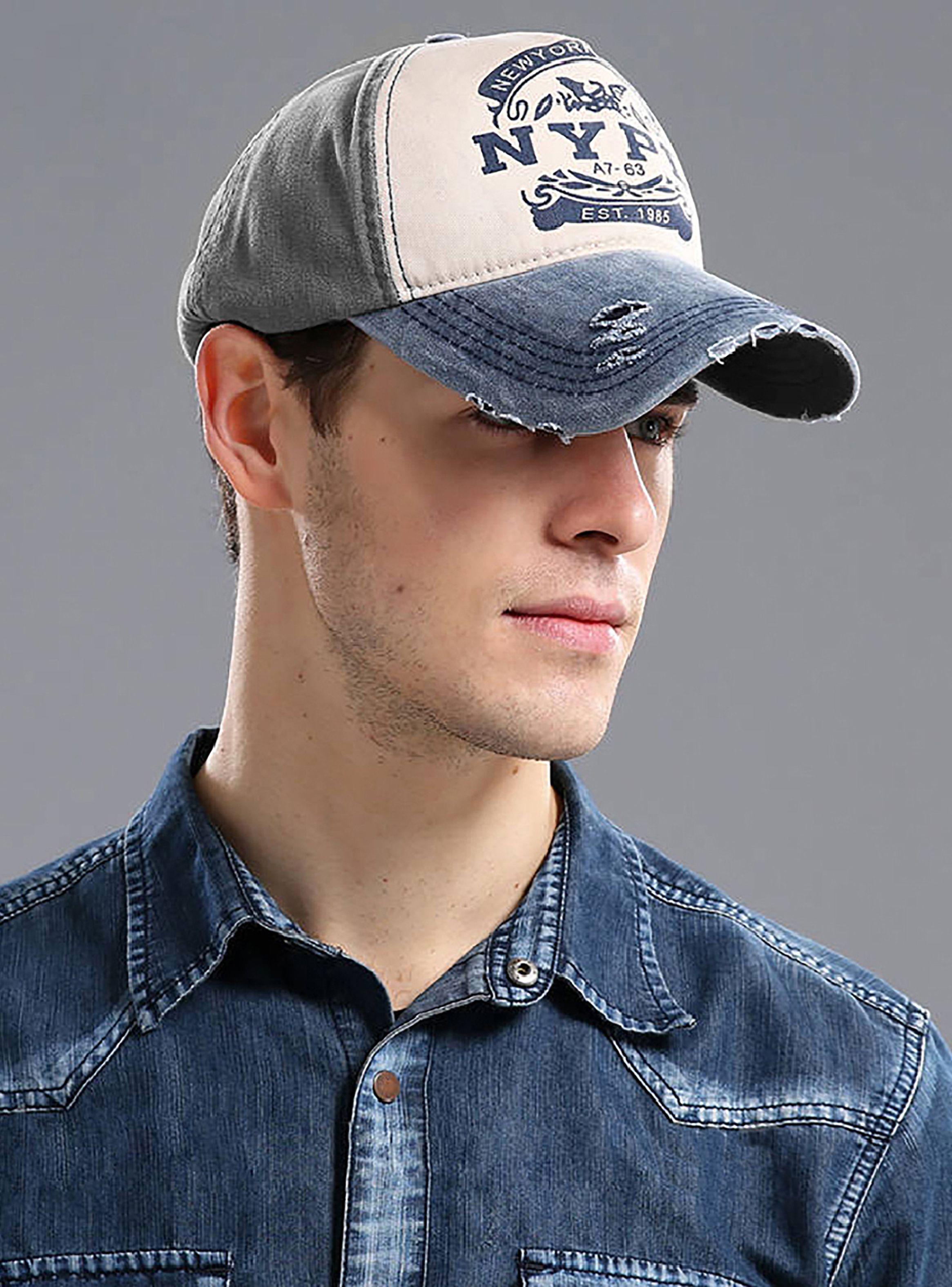 Jockey de Algodón NYPD Prelavado Gris Visera Azul-2