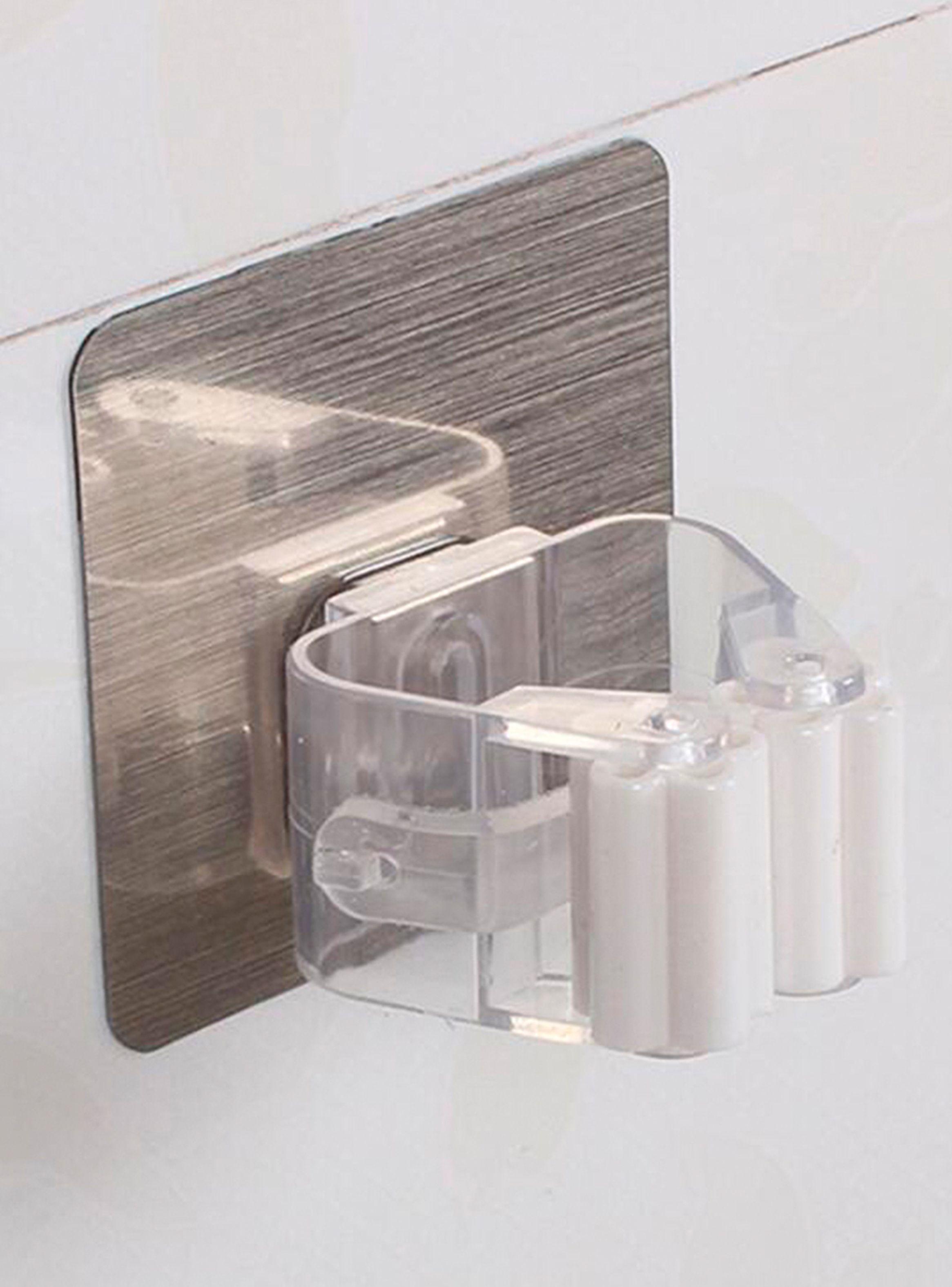 Gancho Porta Escobas Colgador Soporte Blanco con Adhesivo Unidad-1